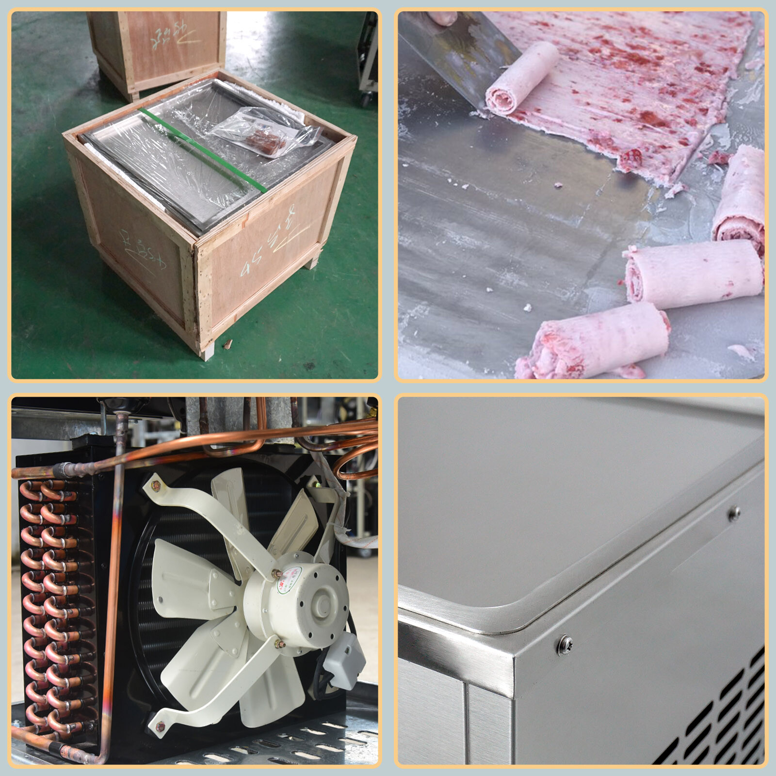 Kolice Desktop fry yogurt roll ice cream machine single square pan 18''x18''