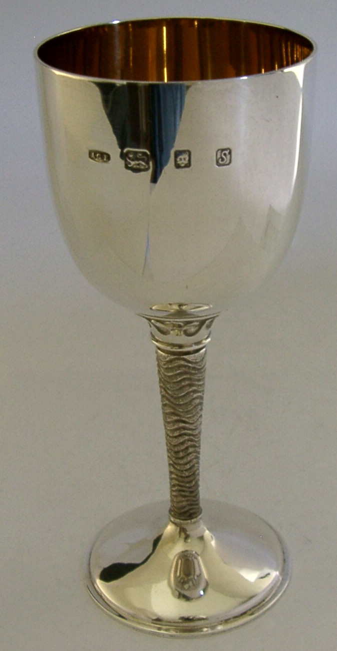 ANTHONY ELSON BRISTOL STERLING SILVER CHALICE GOBLET 1973 MID CENTURY 222g 44