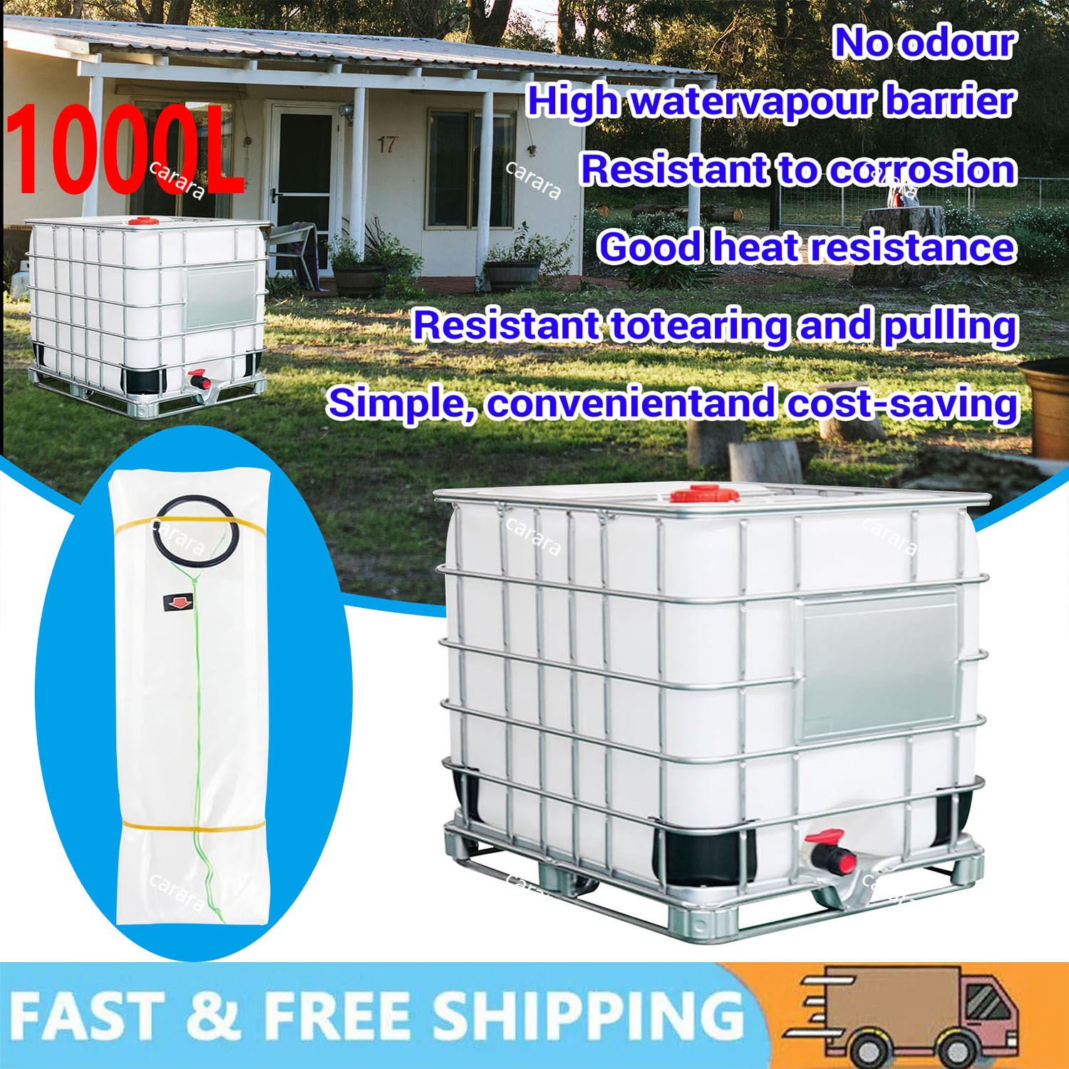 IBC Tote Cove 275 Gallon IBC Water Storage Barrel Liner Bags1000 Liter Rain ....