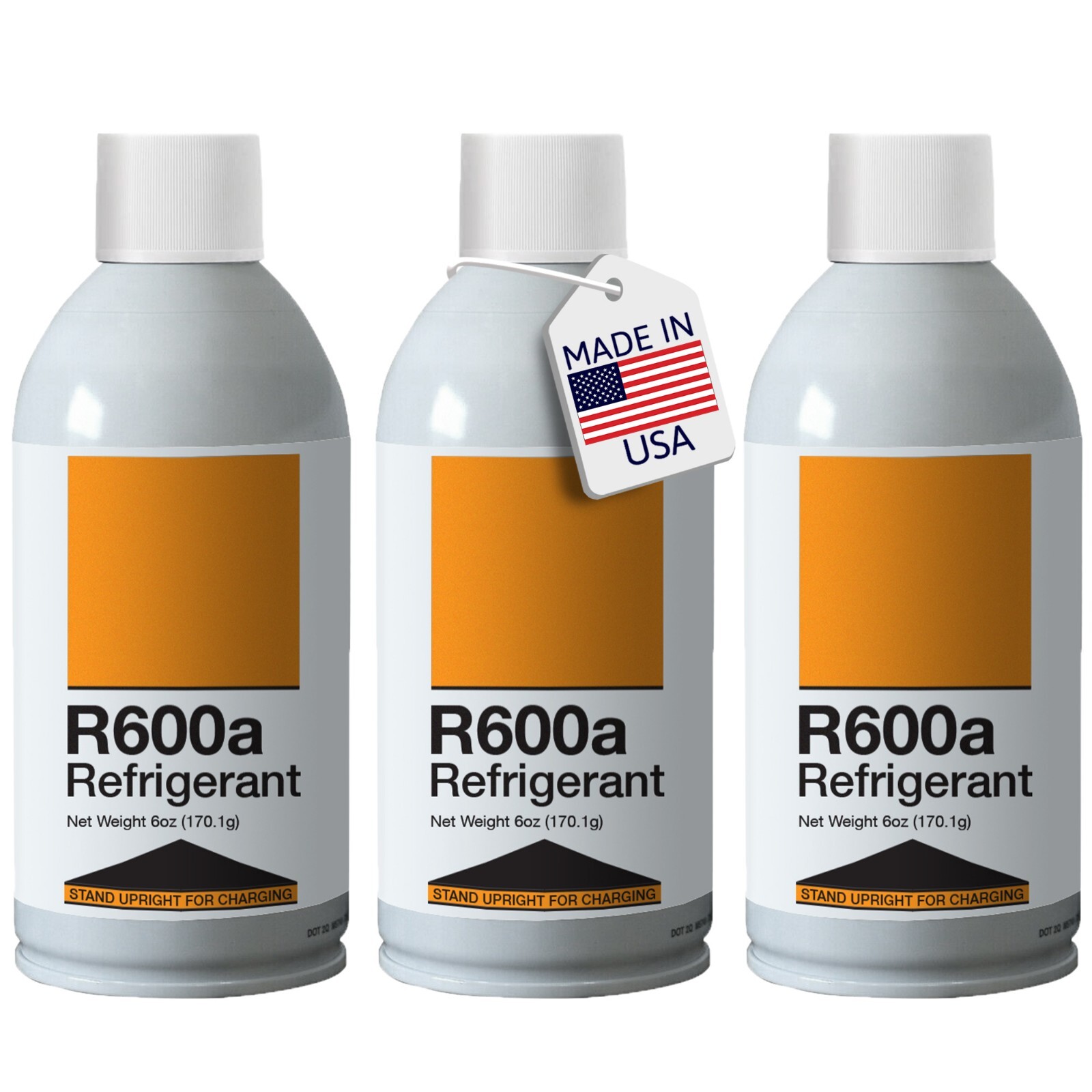 Refrigerant R600a Upright Charging Self Sealing Can 6oz - 3 Pack