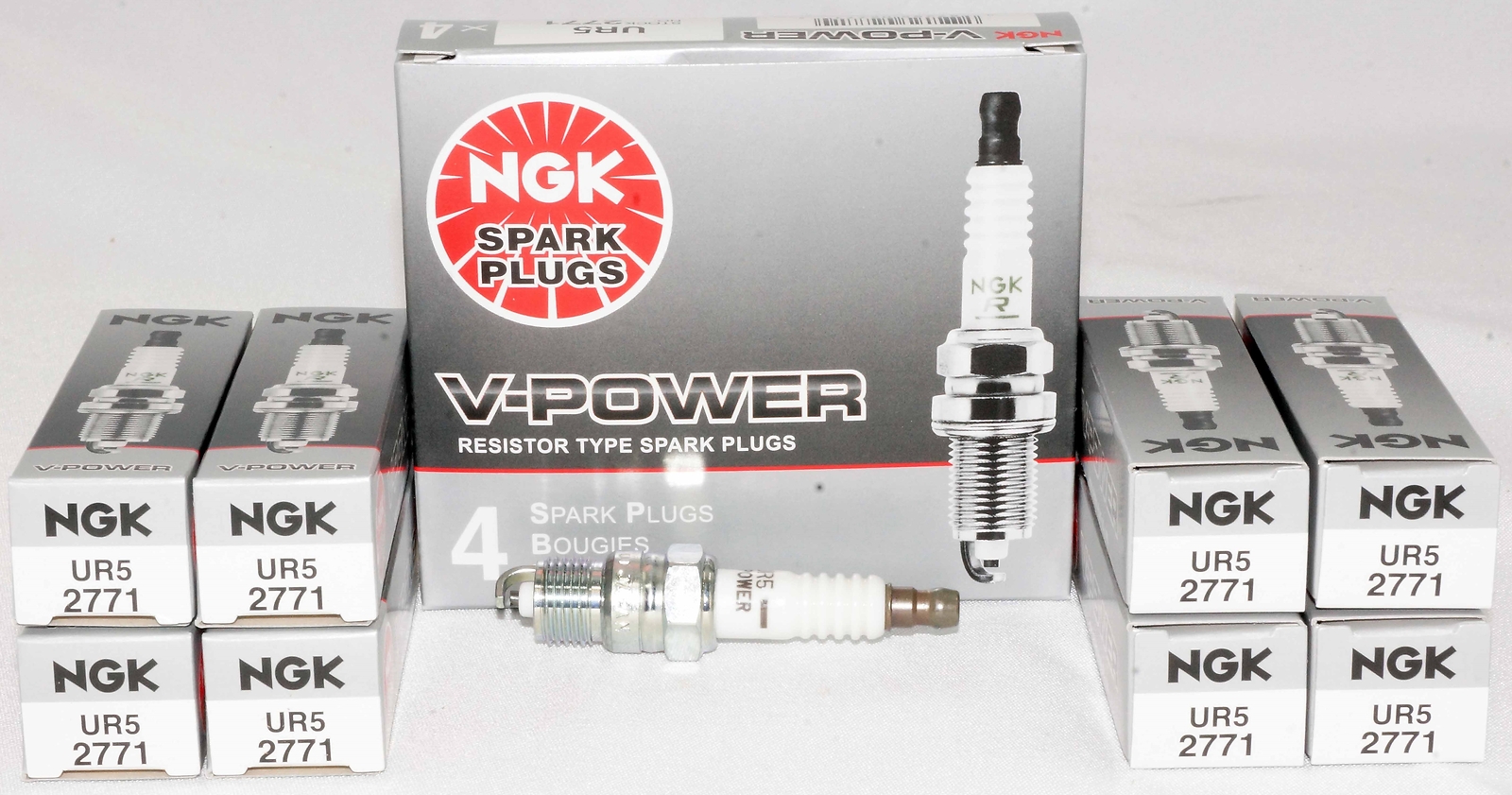 Pack of 8 Genuine NGK 2771 V-Power Spark Plugs UR5