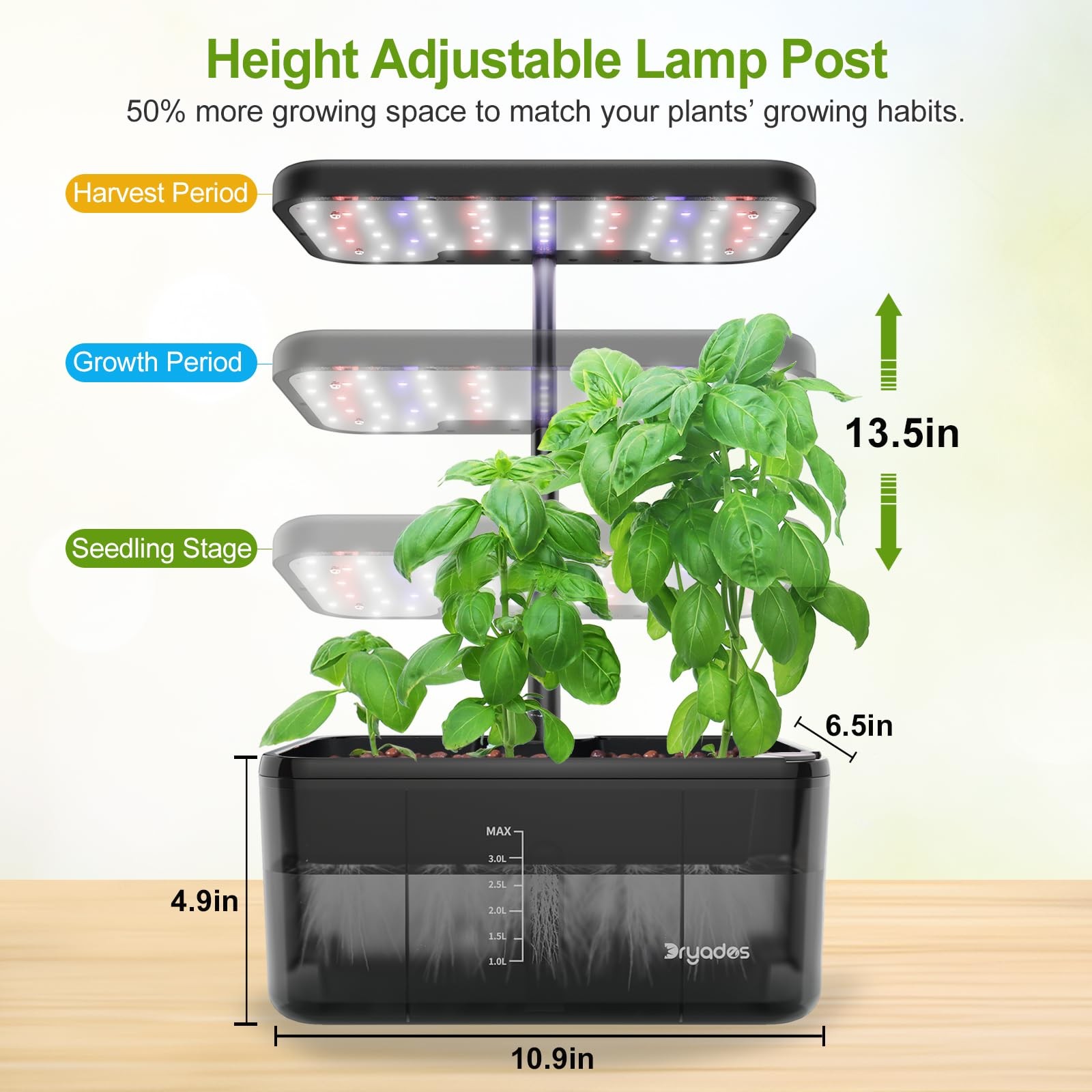 Best Indoor Herb Garden Kit Hydroponic Growing System with LED Grow Light Quiet
