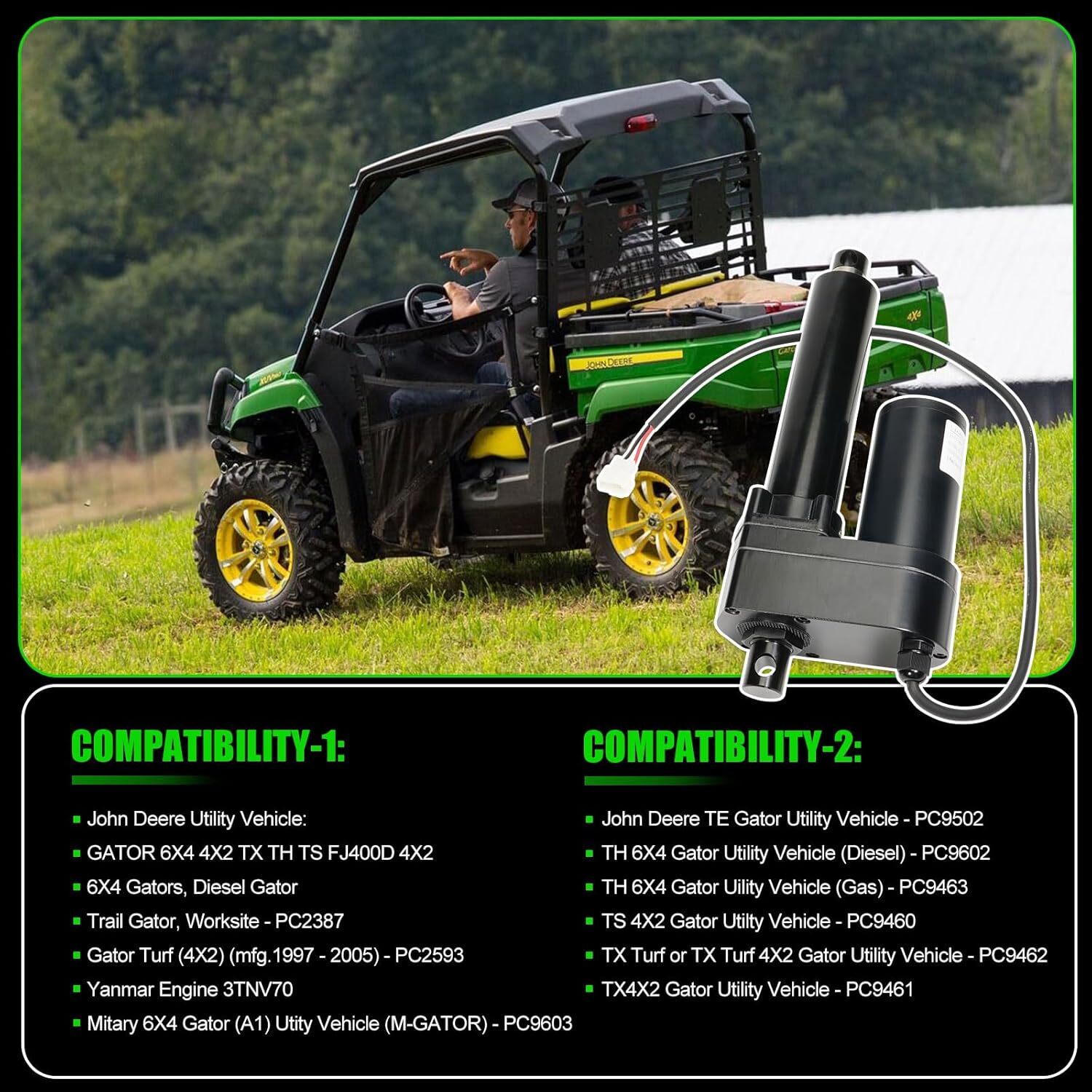 Upgraded 12V Electric Cargo Box Power Lift Kit Actuator Compatible For John Deer