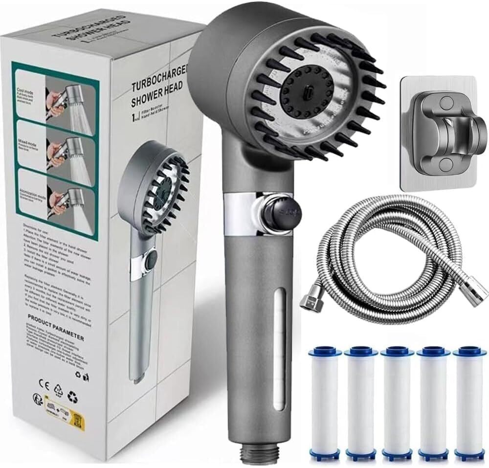 Ion Drops Filtered Showerhead with Hose - Handheld Shower Head for Enhanced Wate