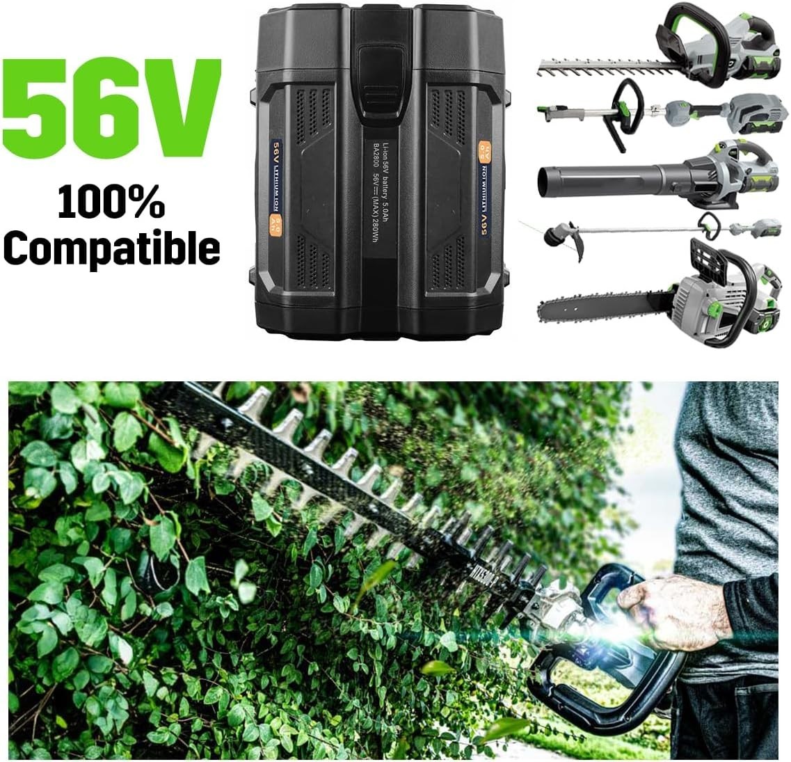 2-PACK 56V 5.0Ah For EGO Power+ 56V Lithium-ion Battery BA5600T BA2800T BA2240