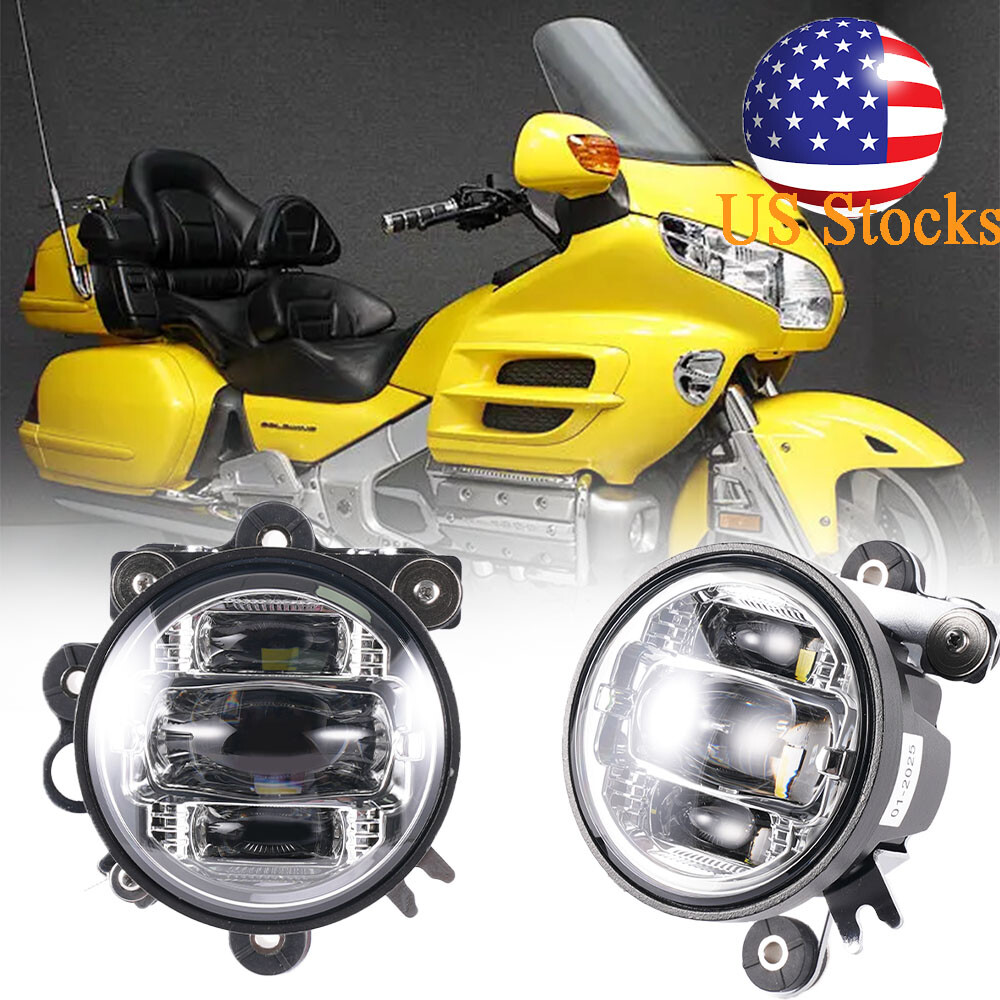 2x Chrome LED Driving Fog Lights lamps For Honda Goldwing GL 1800 2002-2010