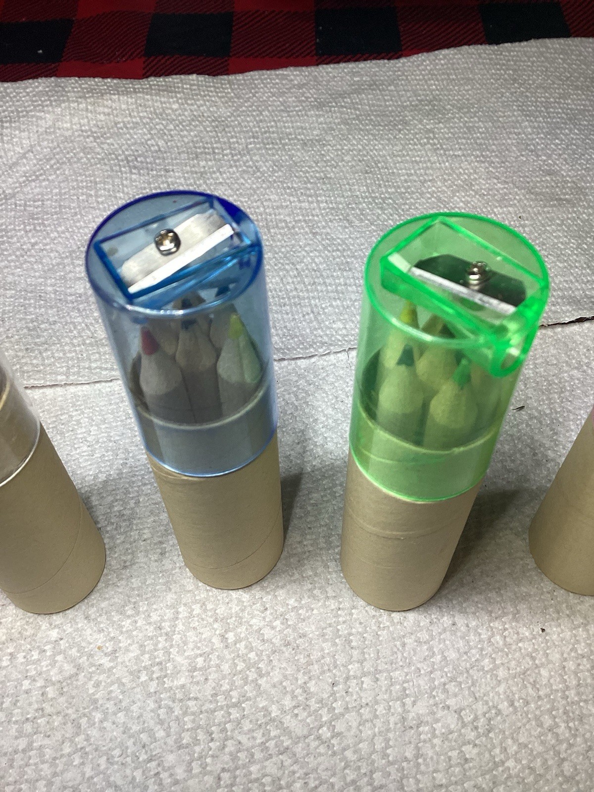 4-pack Mini Wood Colored Pencil Travel Sets With Built-in Sharpeners