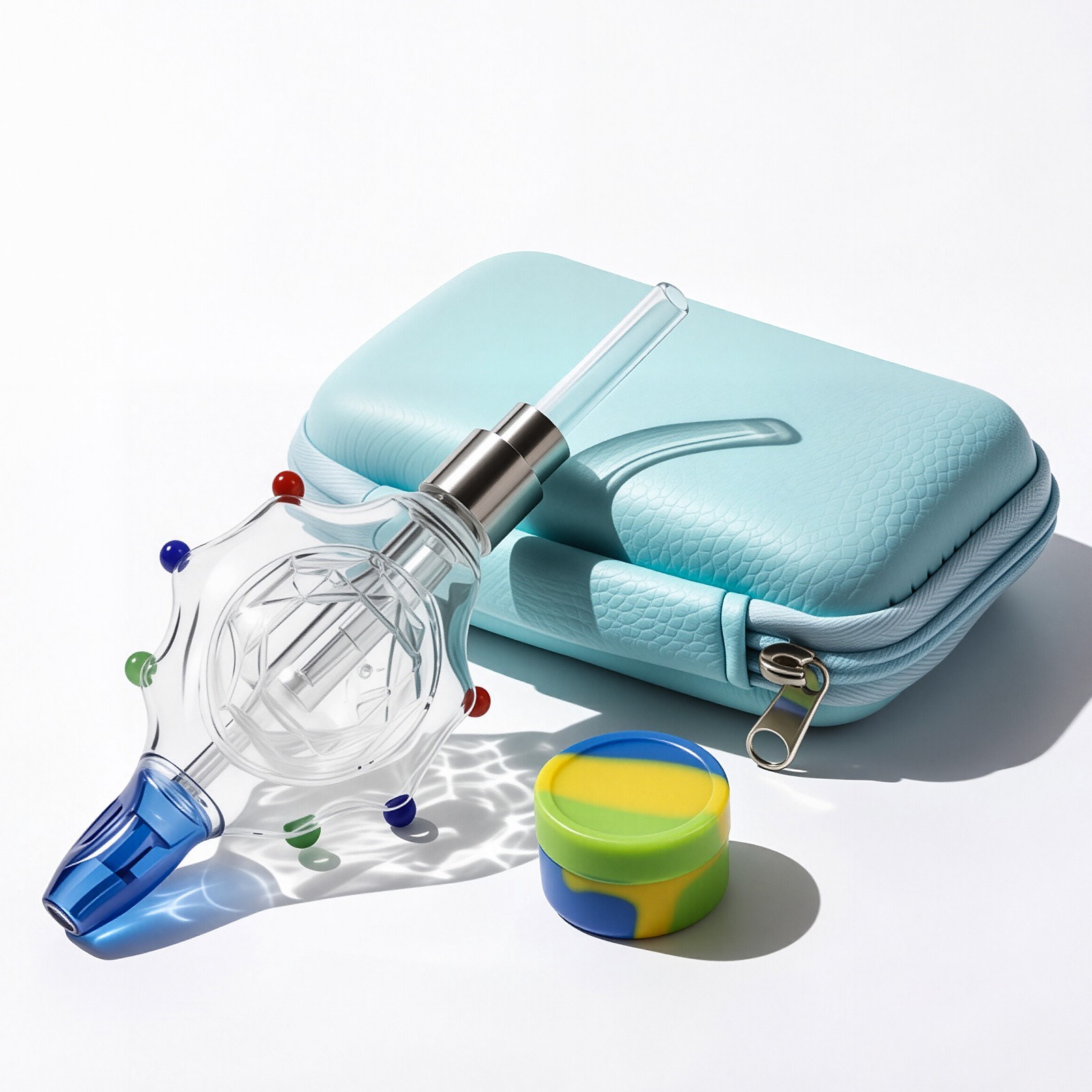 Turtle Style Glass Water Smoking Pipes Collectible Mini Bongs Quartz Nail Bag