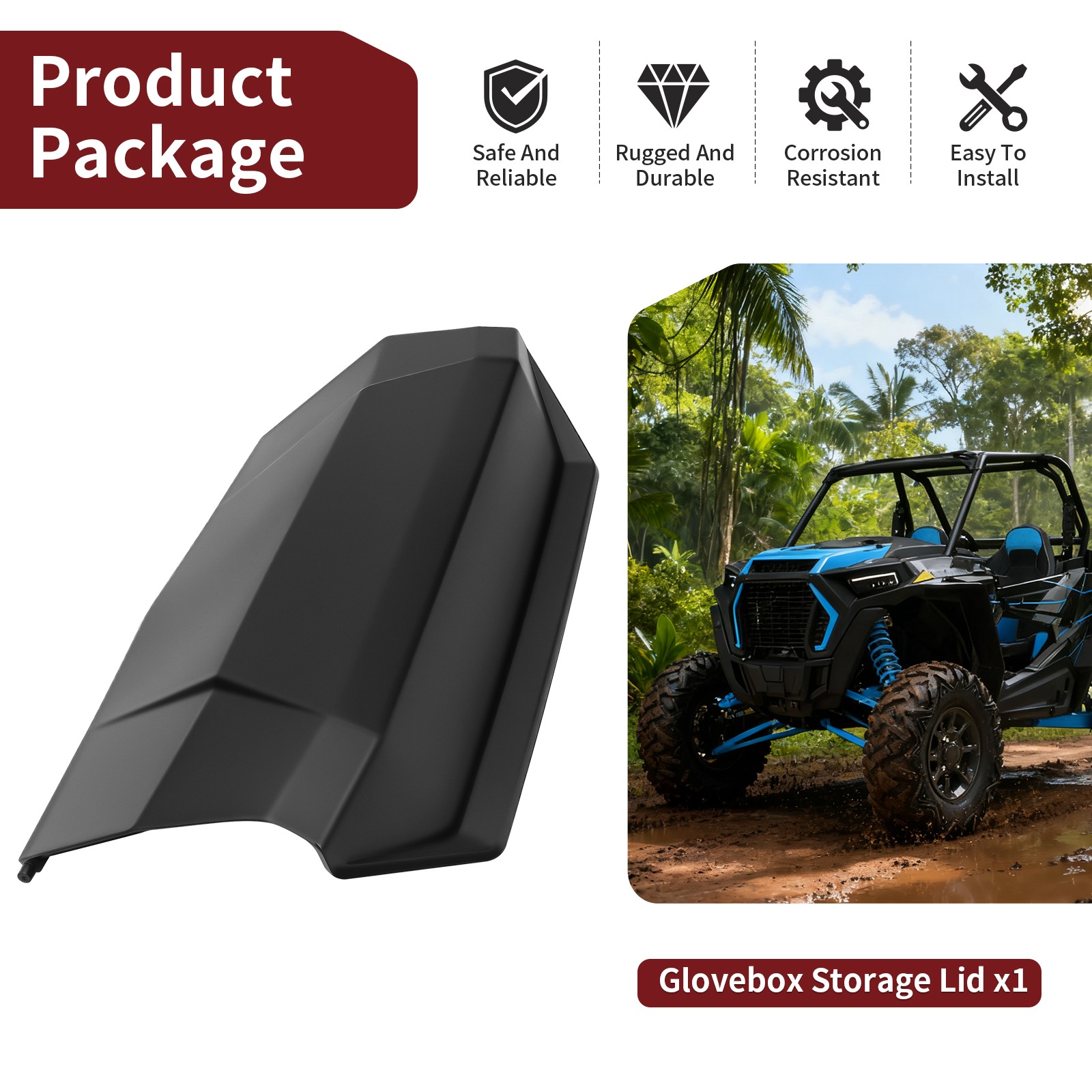 Glovebox Storage Lid For Polaris RZR Turbo XP S 4 2019-2021 Replaces 5455451-070