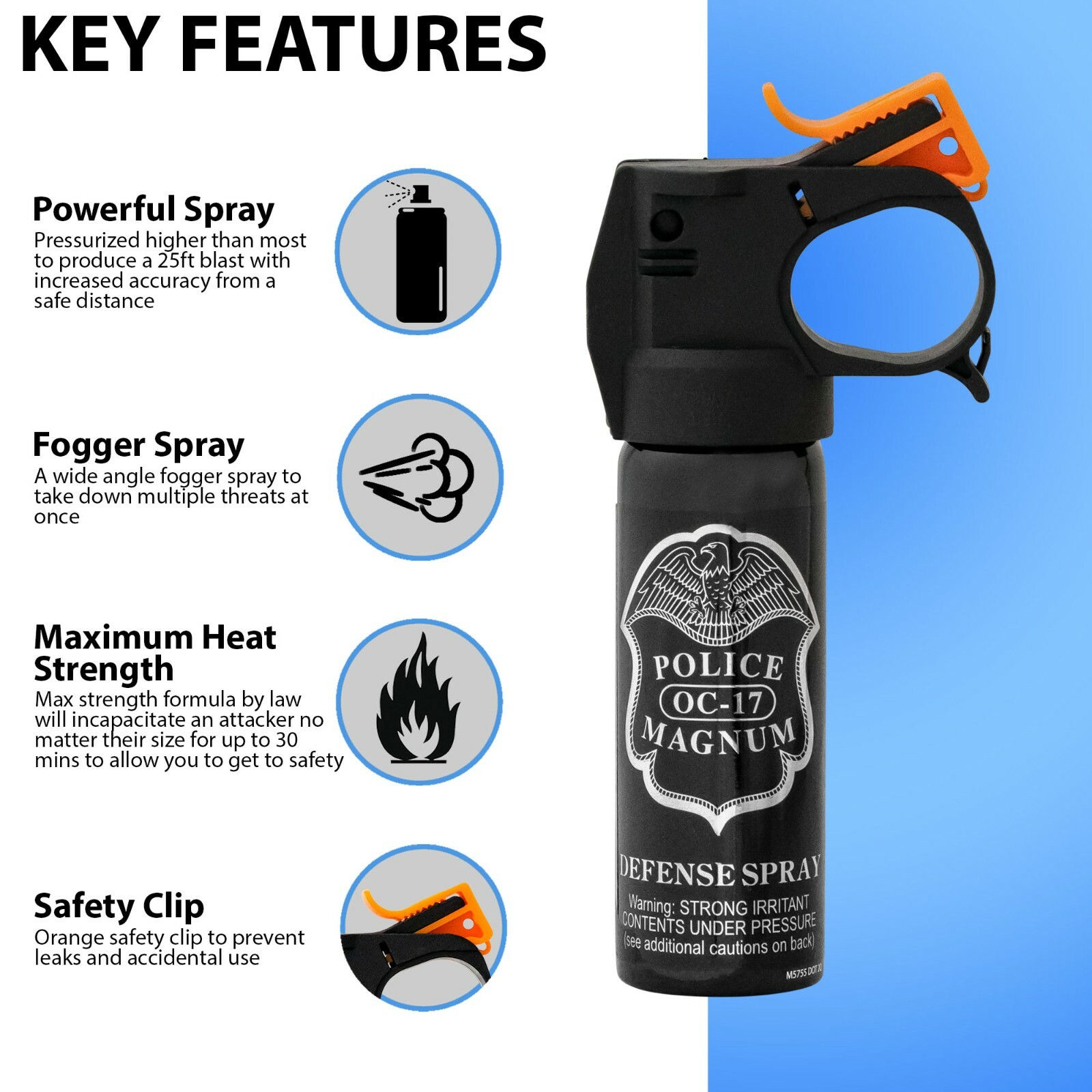 2 Police Magnum pepper spray 3 ounce Fire Master Fogger Self Defense Protection