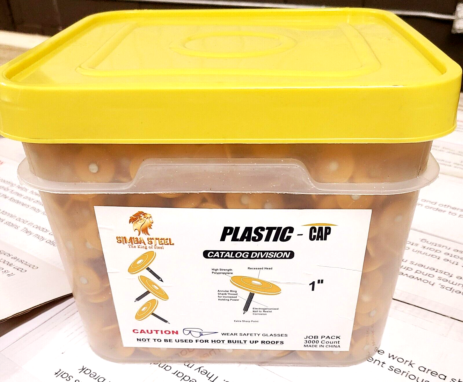 #12 x 1 in. Plastic Round Cap Roofing Nail (3,000-Pack) SimbaSteel