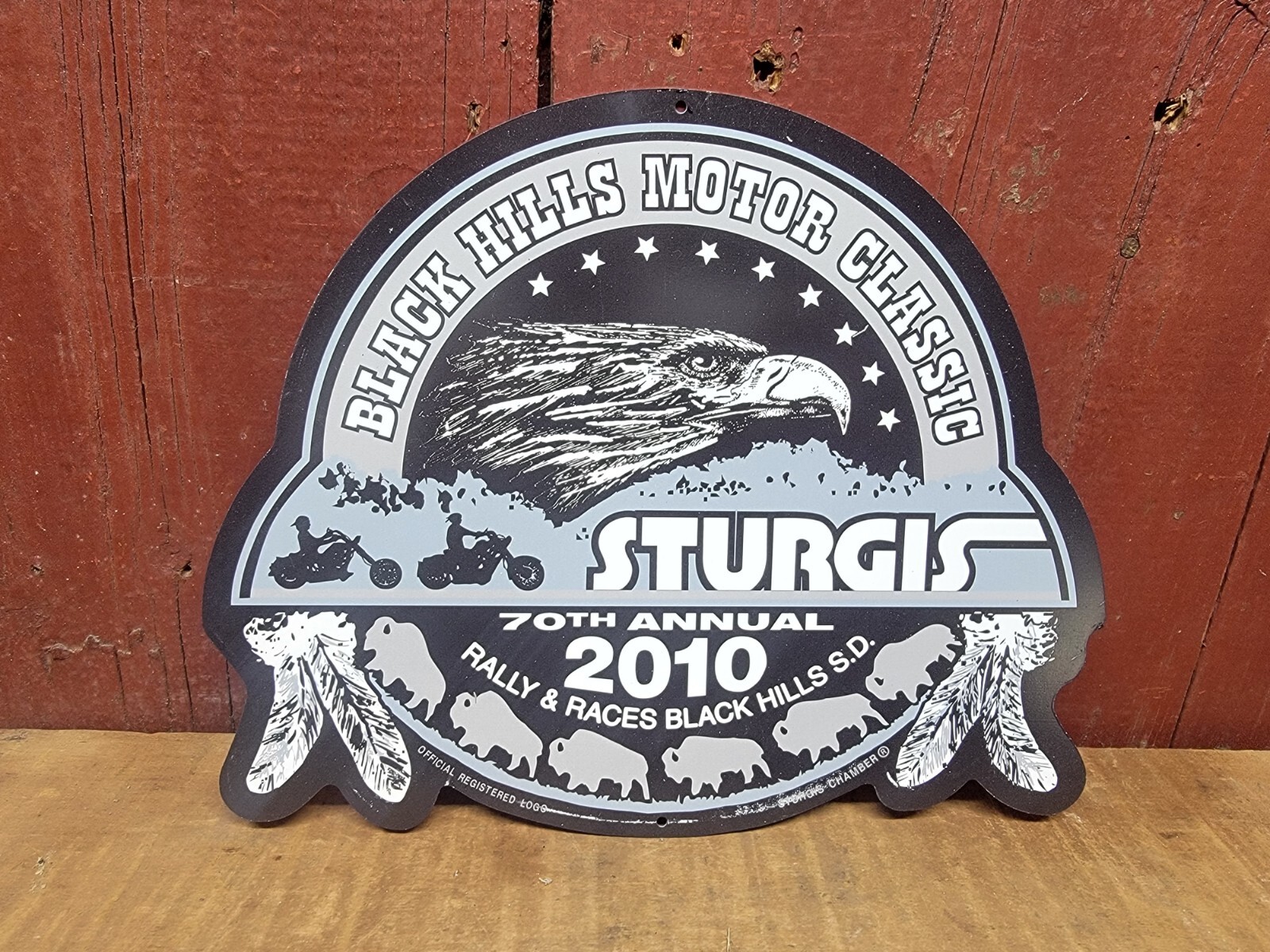 NOS 70th ANNUAL STURGIS SOUTH DAKOTA CHAMBER HARLEY BIKE RALLY METAL SIGN 2010