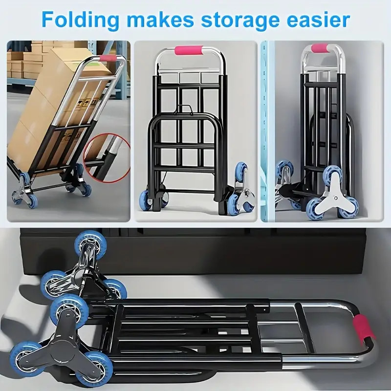 330 lbs Stair Climbing Cart Heavy Duty Folding Hand Truck Dolly 6 Wheels + Rope