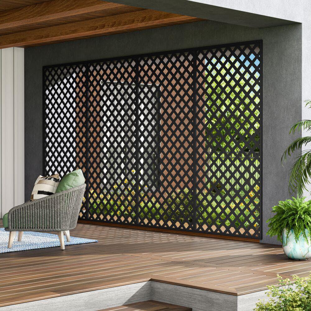 Veranda Garden Vinyl Lattice 4 ft x 8 ft Black Resists Discoloration Scratches