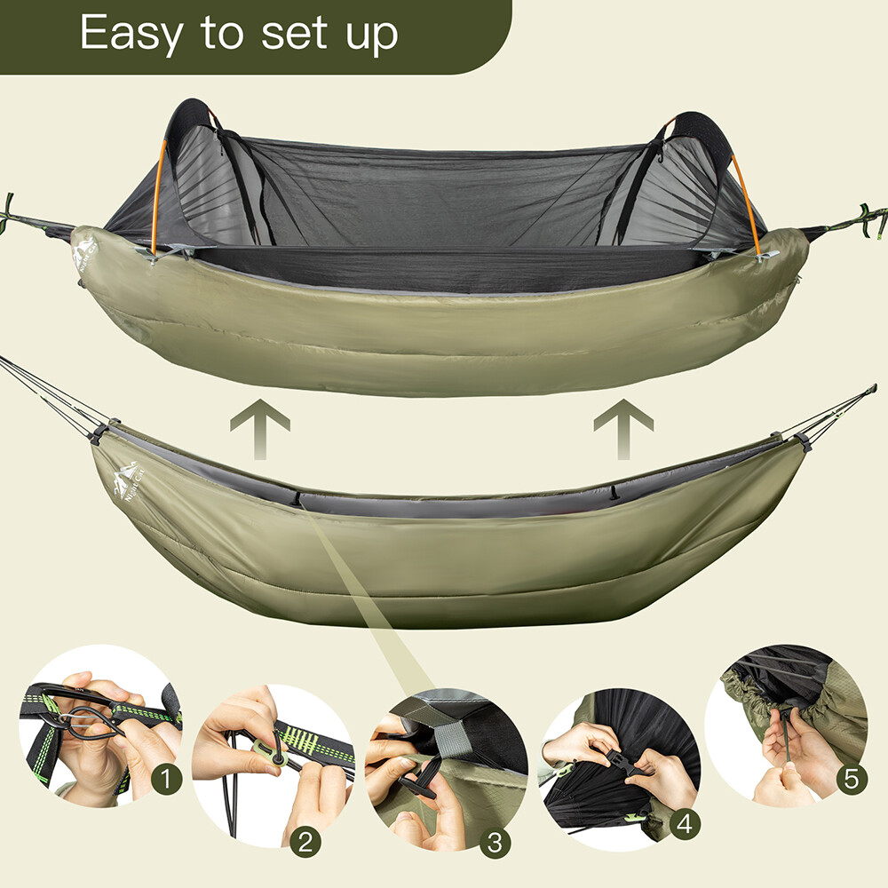 440lbs 1/2 Person Camping Hammock Tent Hanging Sleeping Bed with Mosquito Net US