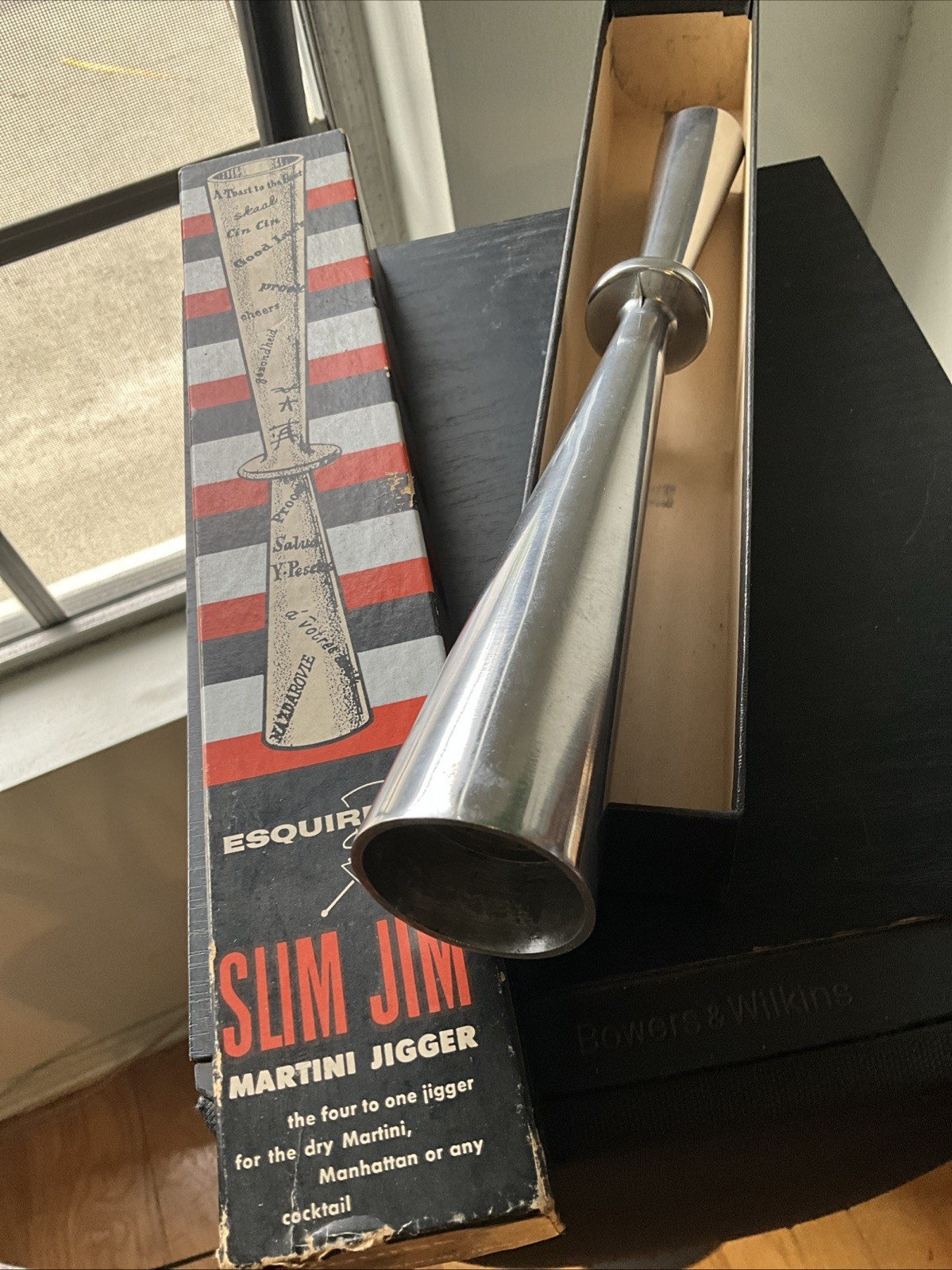 1950’s Vintage Esquire Brand SLIM JIM Martini Jigger In Original Box 12.5” Long
