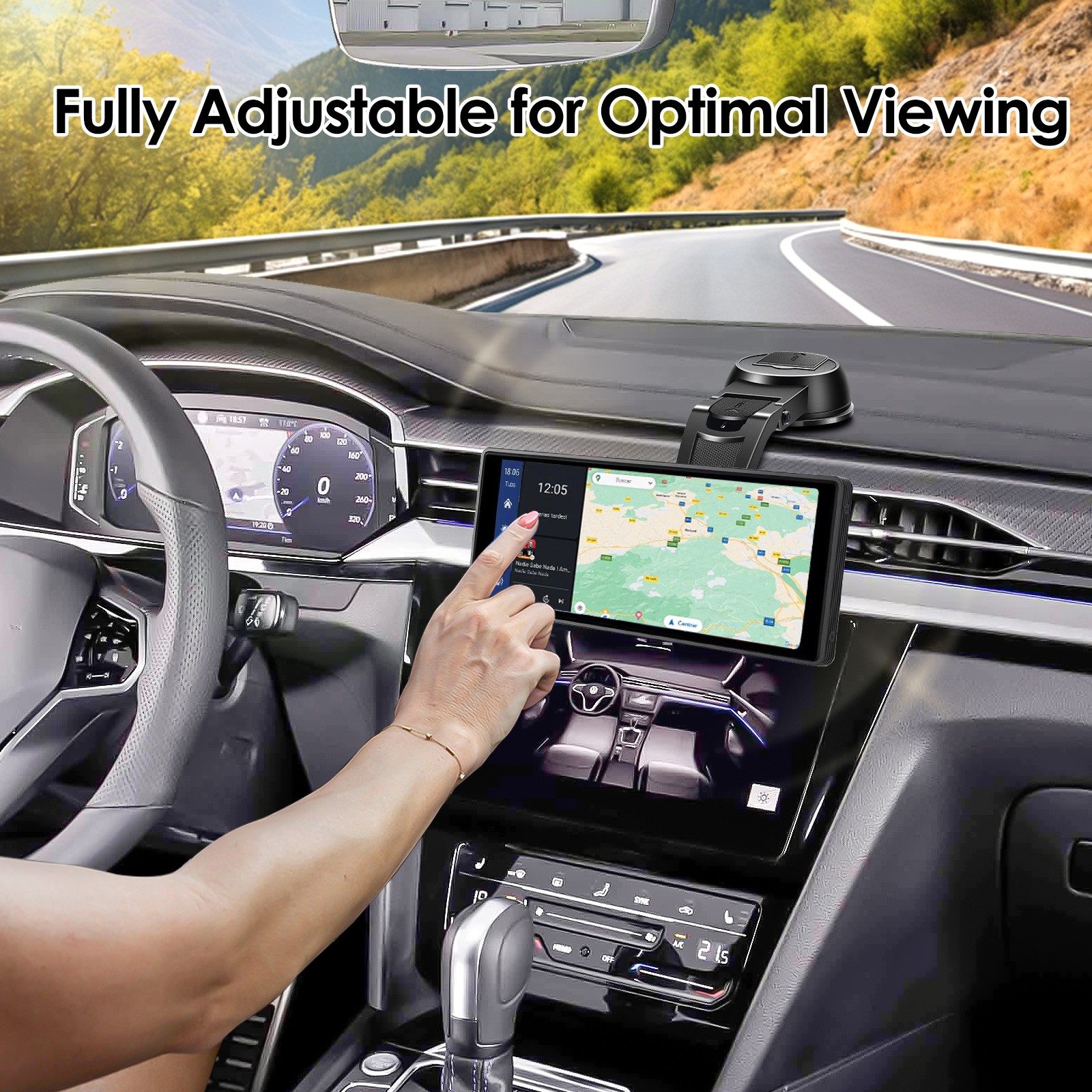 CarPlay Screen Mount 360° Rotation Suction Cup Holder for 7-10.26" Car Monitors