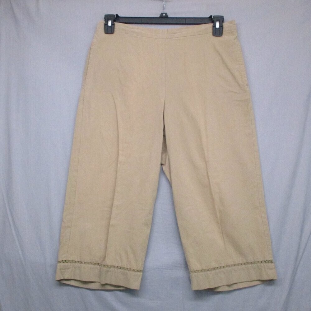 Alfred Dunner Gaucho Capri Pants 100% Cotton Beige Women Size | 12P
