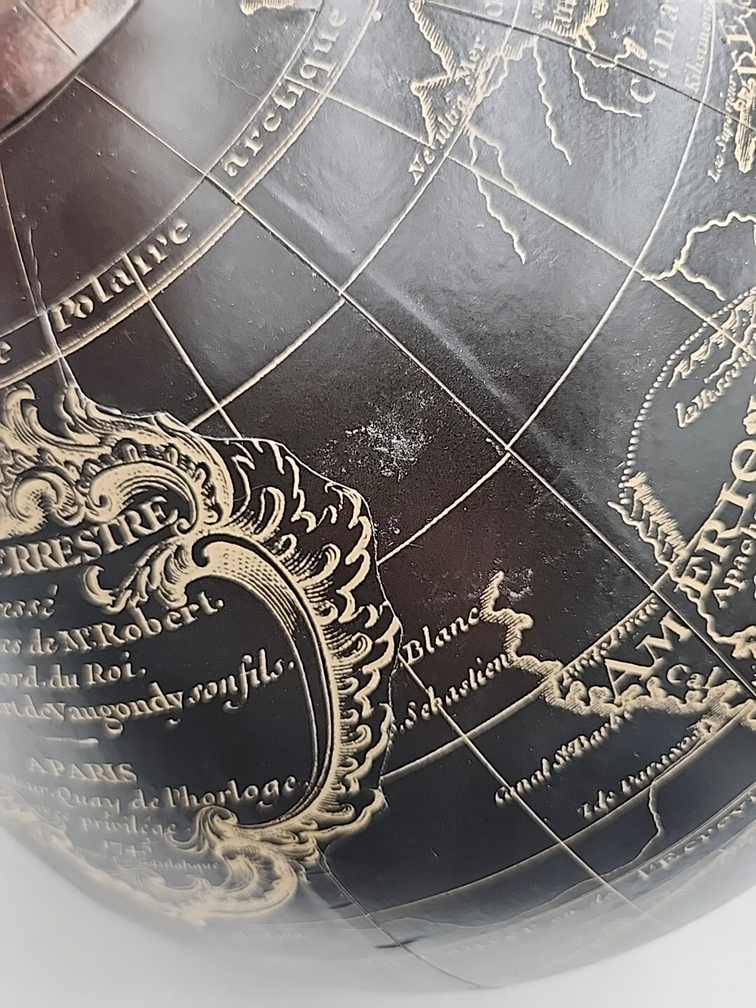 Black Vaugondy 1745 World Globe 13" Reproduction Decor Hanging Globe
