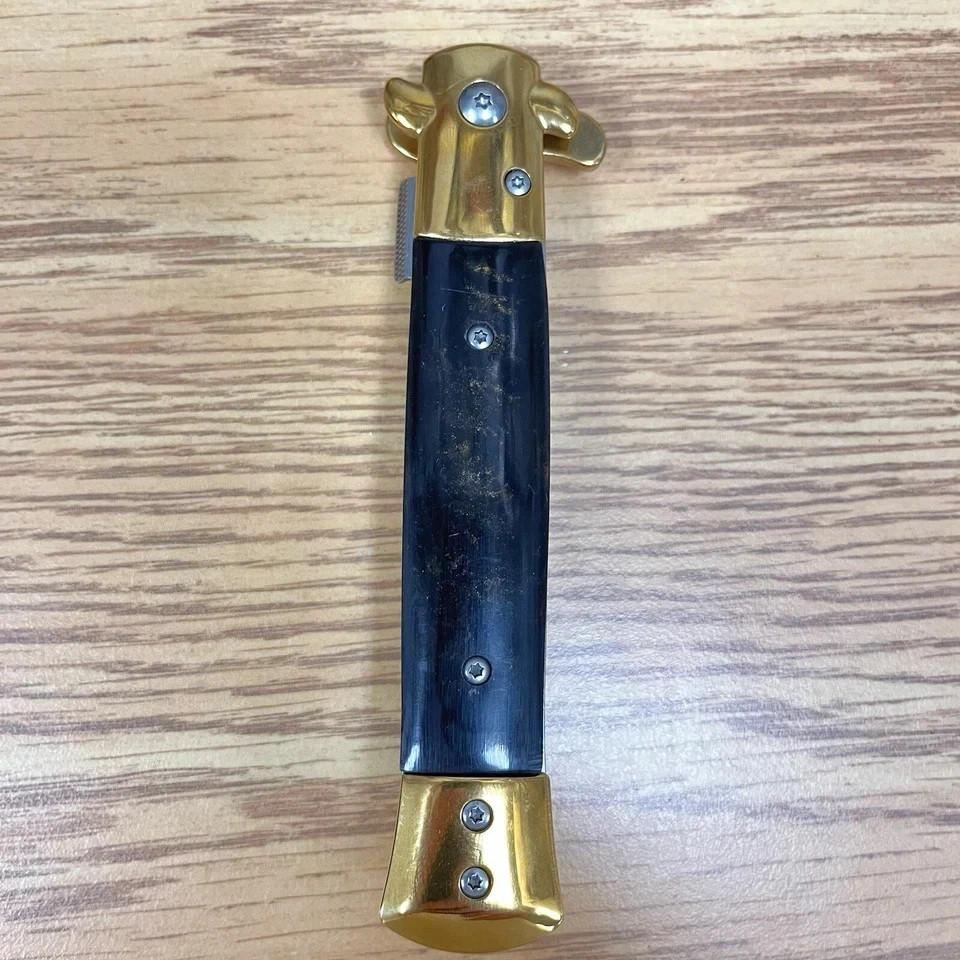 Classic Italian Milano Spring Assist Open Folding Stiletto Pocket Knife Blade