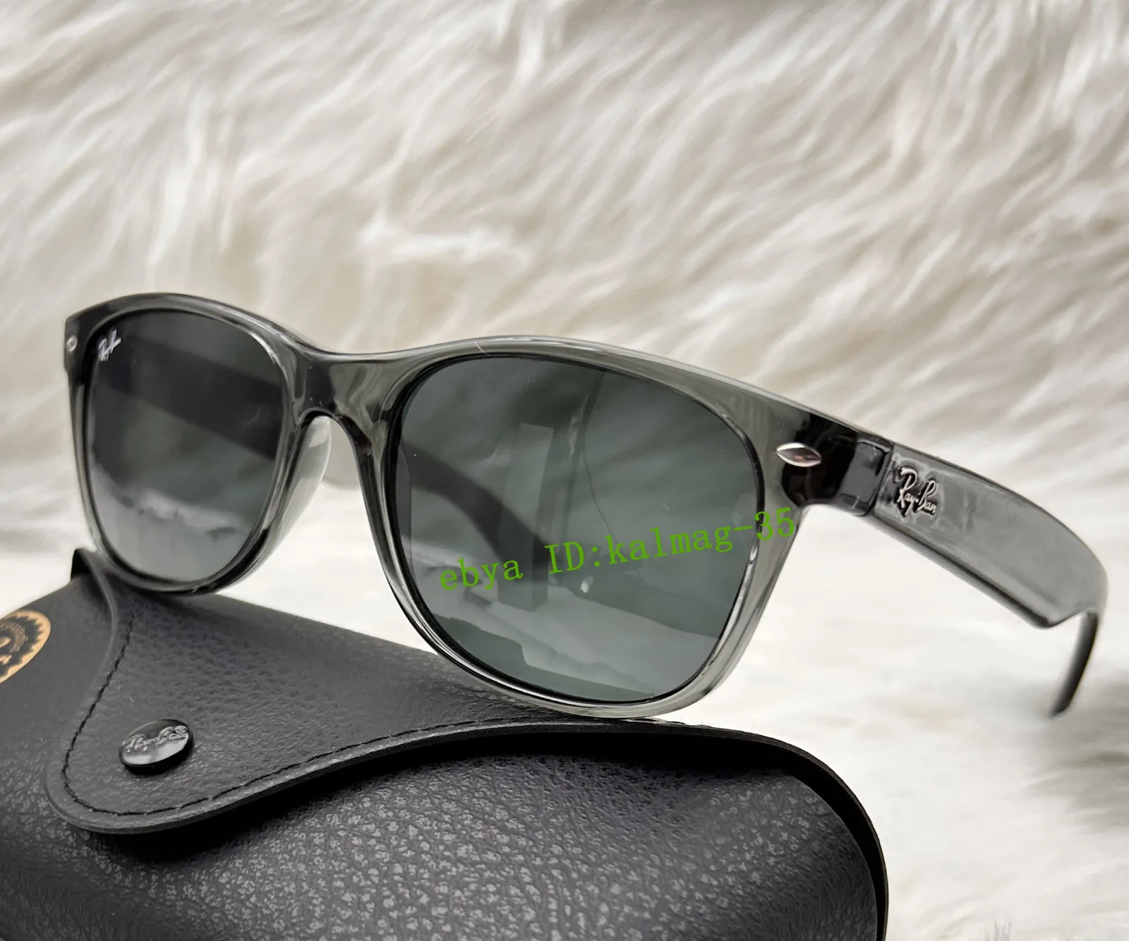 Ray-Ban RB2132 New Wayfarer Sunglasses 55mm Grey Frame Blue Lens UV400