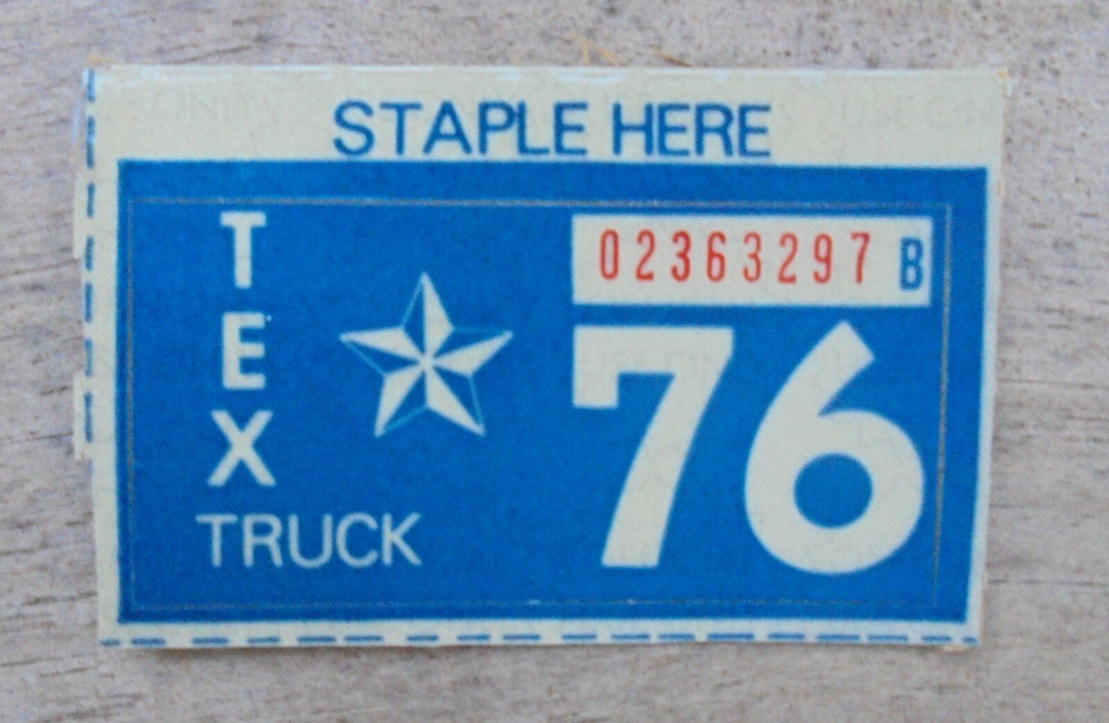 1976 TEXAS PLATE RENEWAL STICKER TRUCK NEW/UNUSED