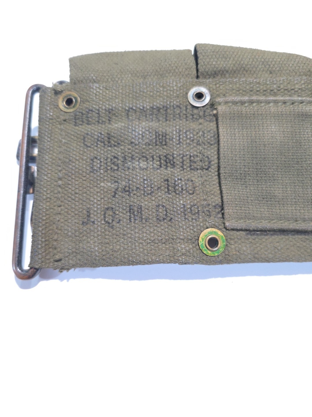 Korean War 1952 OD M-1923 Cartridge Belt Dismounted By J.Q.M.D Original (A)