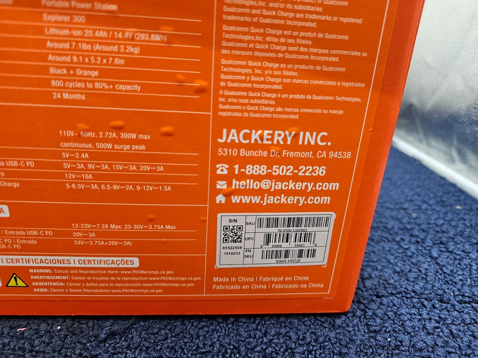 Jackery 70-0300-USO001 Portable Power Station Explorer300 Backup Lithium Battery