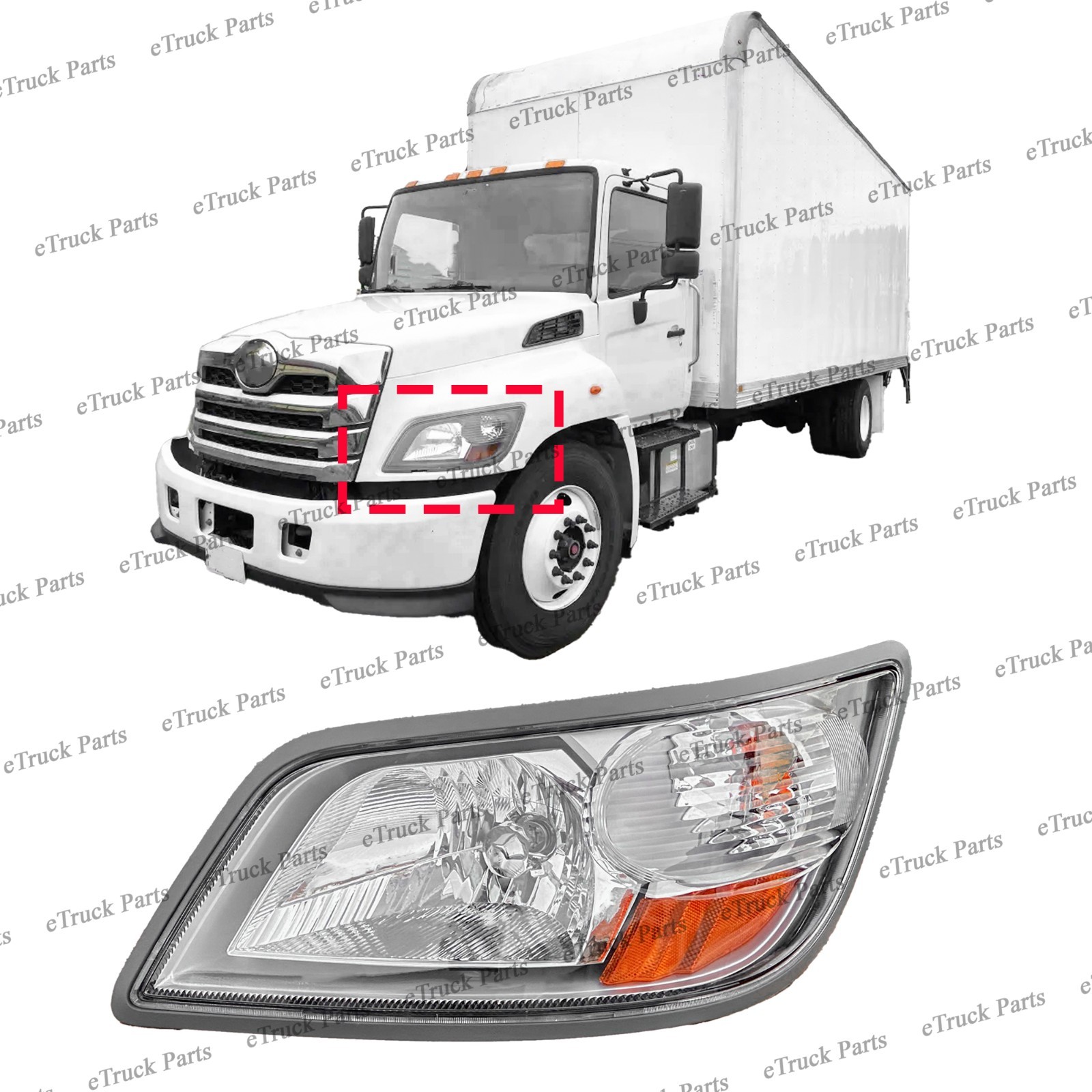 2021–2026 Hino L6 L7 L8 Driver Side Halogen Headlight Assembly 81110E0B20