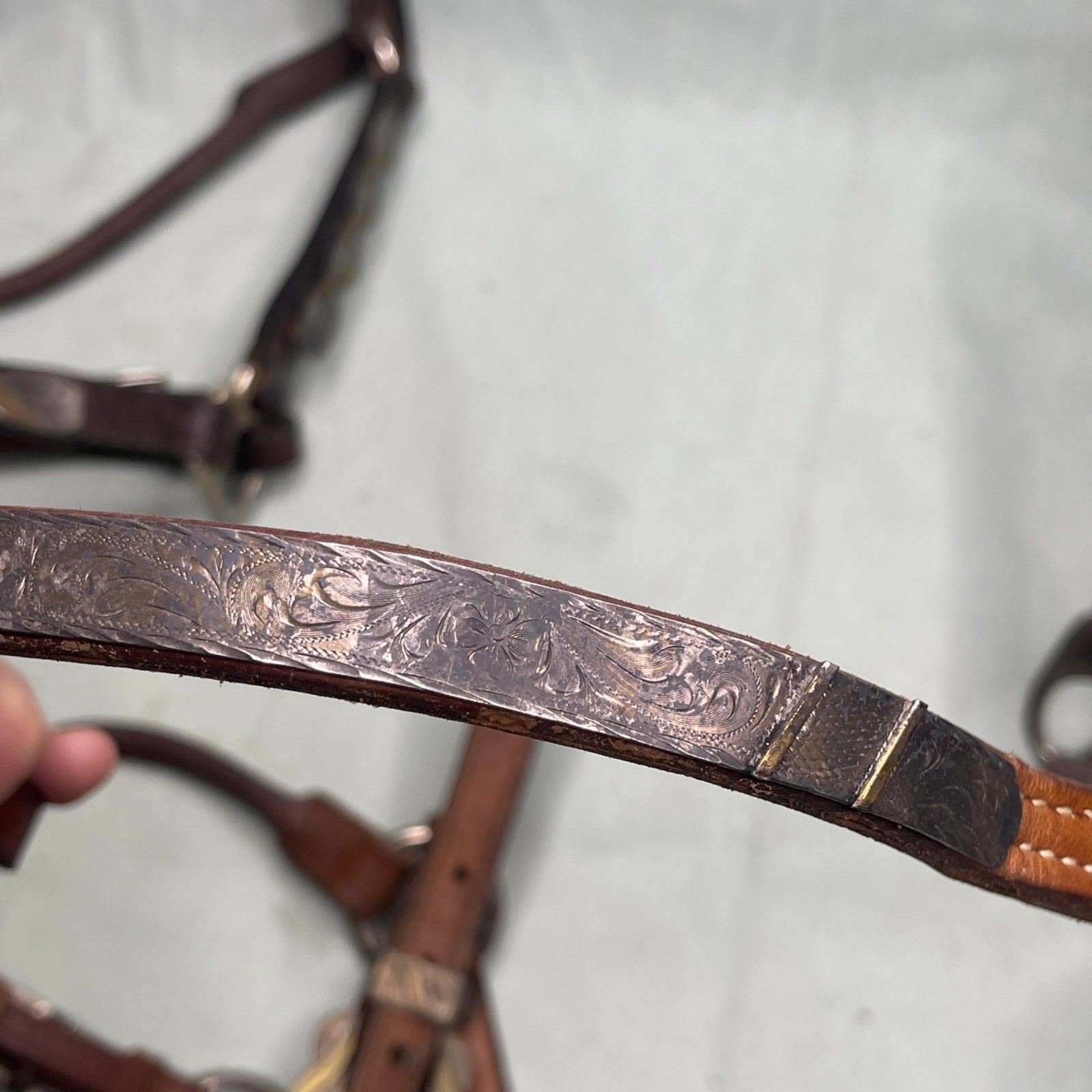 Vintage Western Silver Overlay Headstalls Lot 4 Engraved Horse Bridles Tack