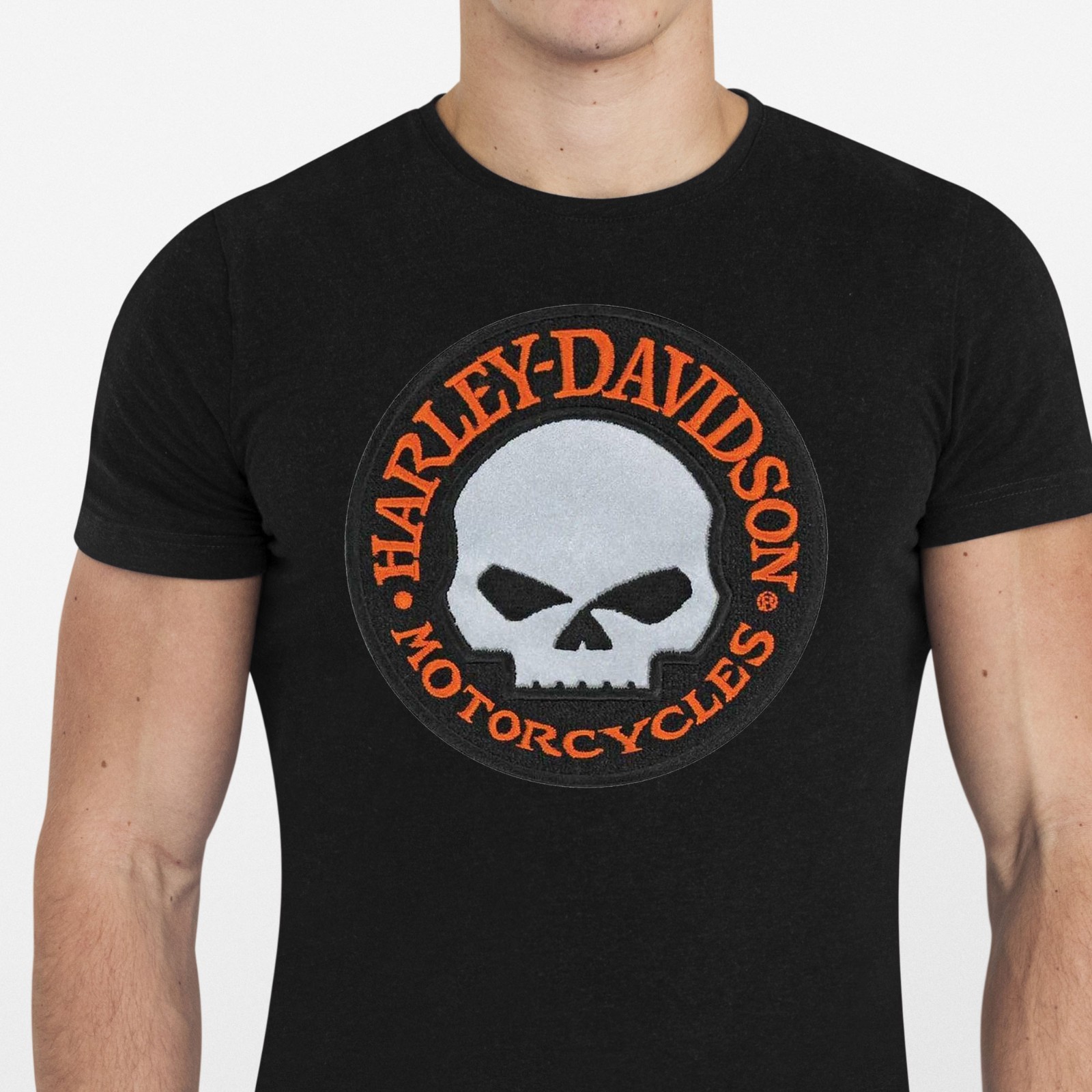 Harley Davidson Patch 4" Willie G Skull Reflective Embroidered Iron/Sew-On Badge