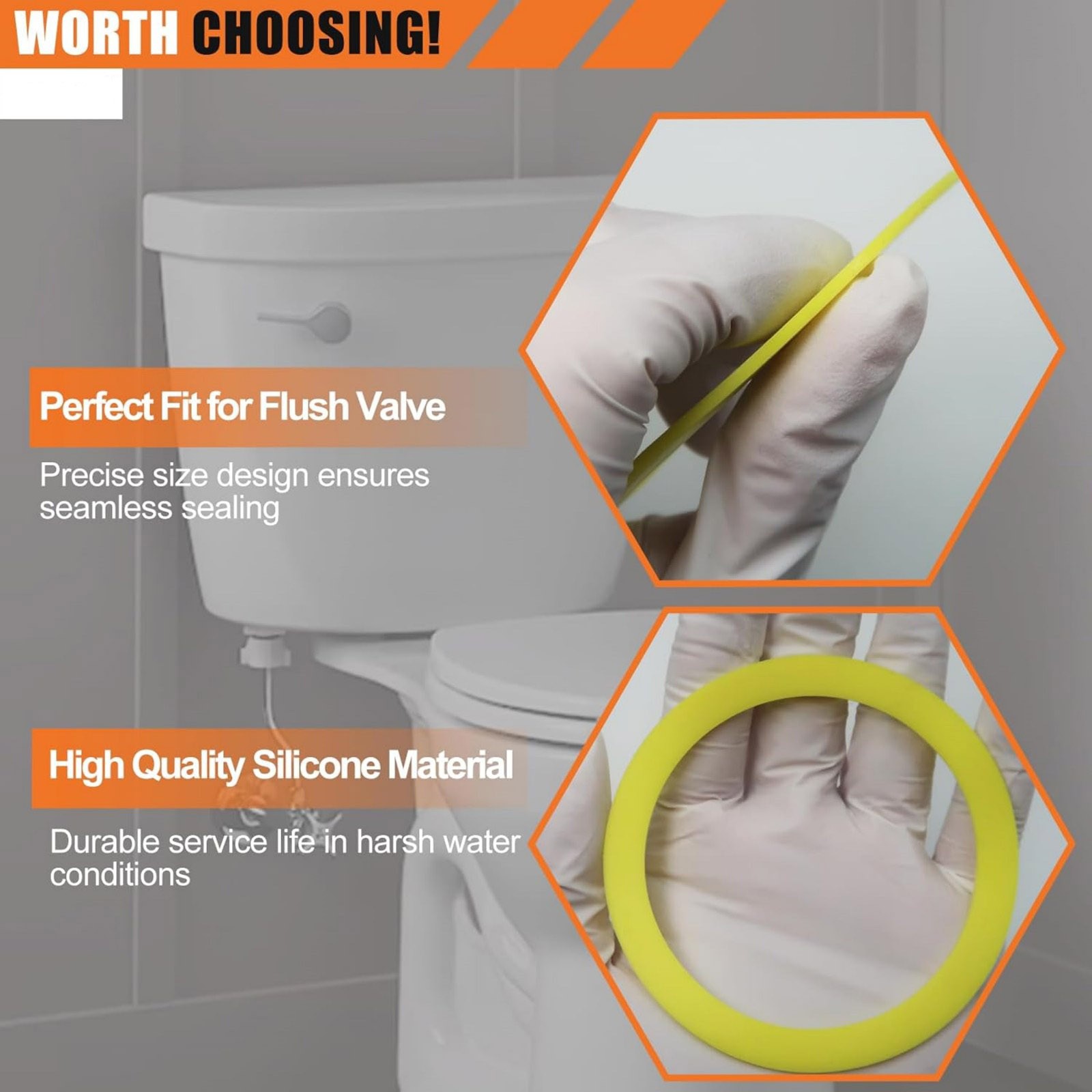 Great Quality 6 Pack GP1059291 Silicone Toilet Flush Valve Seal For Kohler