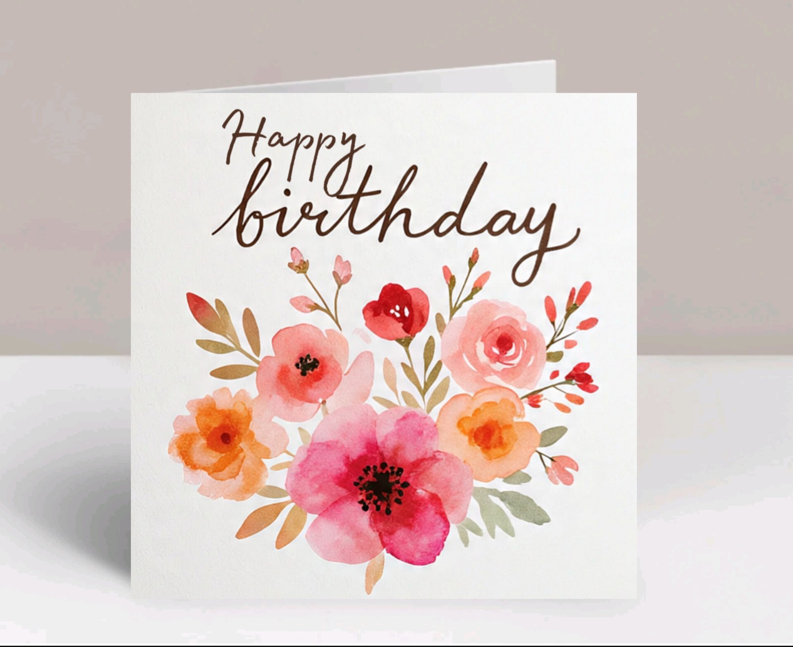 Happy Birthday Card Printable | Floral Watercolor Digital Download | Gift Card