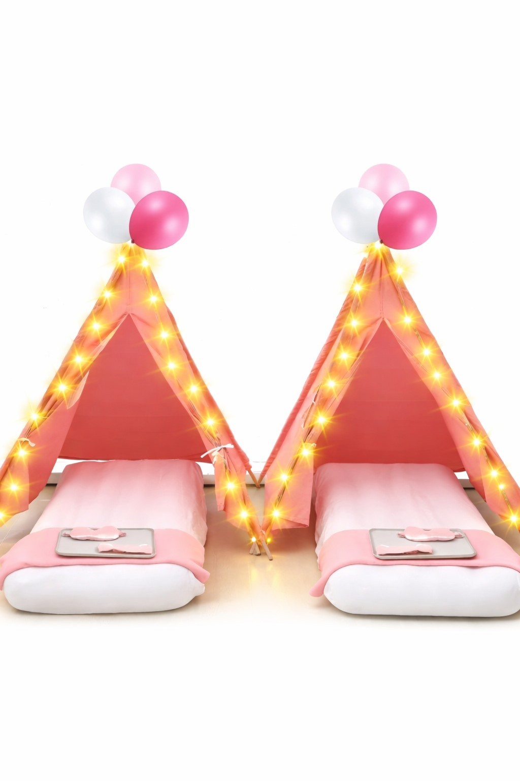 🏕️ ⭐ Windyun 2-Pack Kids Teepee Tent Sleepover Party Set – Pink
