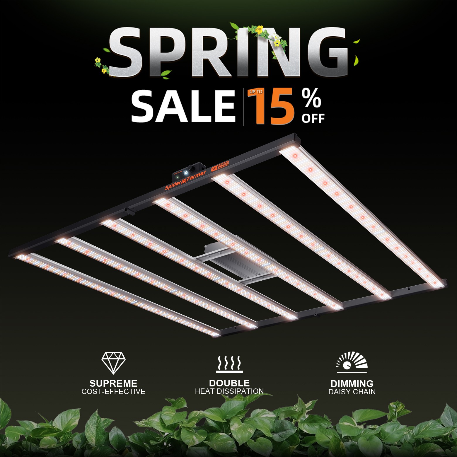 2026 Spider Farmer G8600 LED Grow Light Full Spectrum Commercial Grow CO2 Indoor