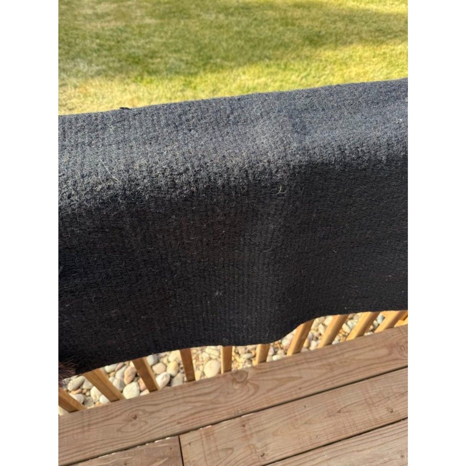 Western Black Leather Saddle Horse Blanket Horsehair tassel 34" x 34"