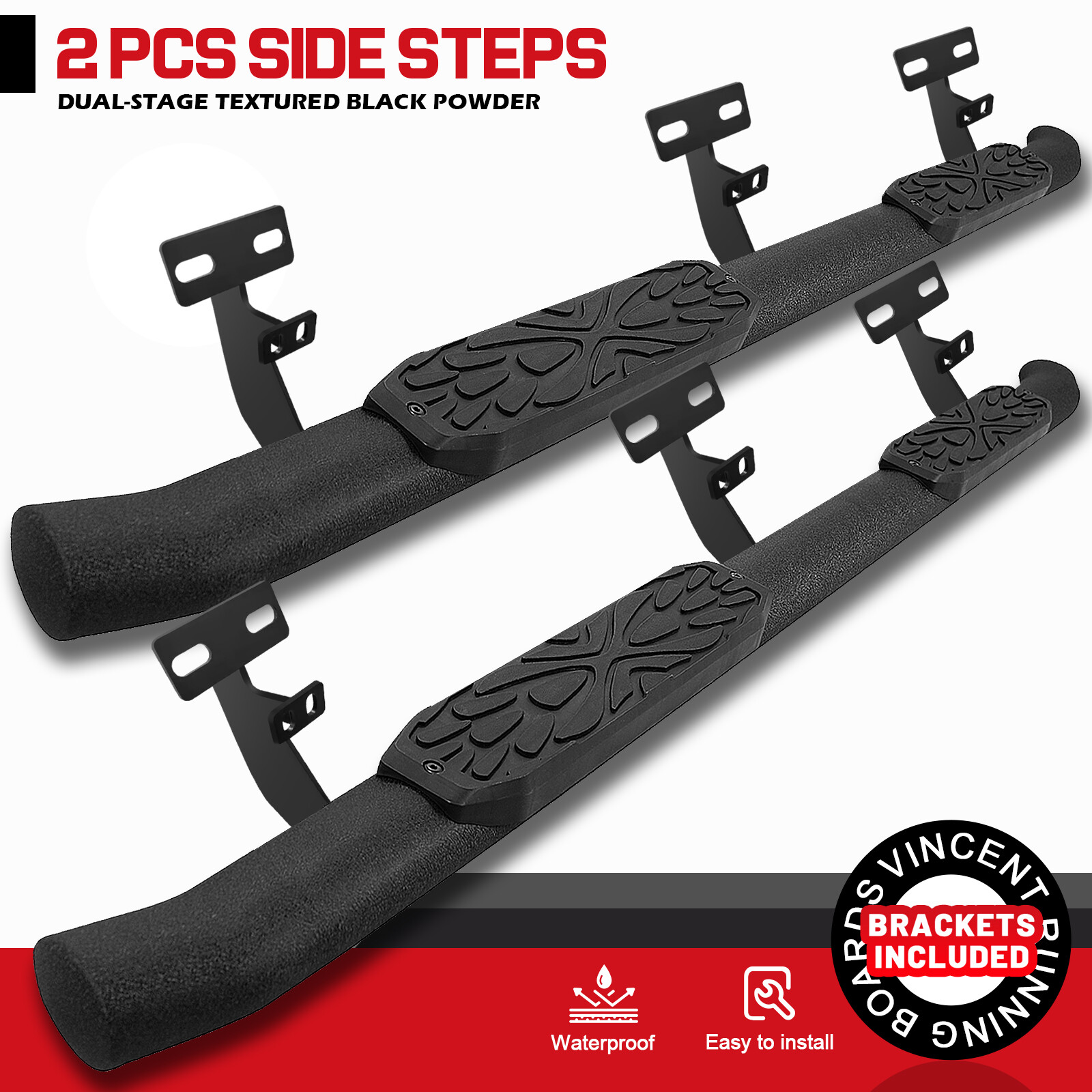 FOR 2009-2018 Dodge Ram 1500 Crew Cab Side Step Curved Running Board Nerf Bar