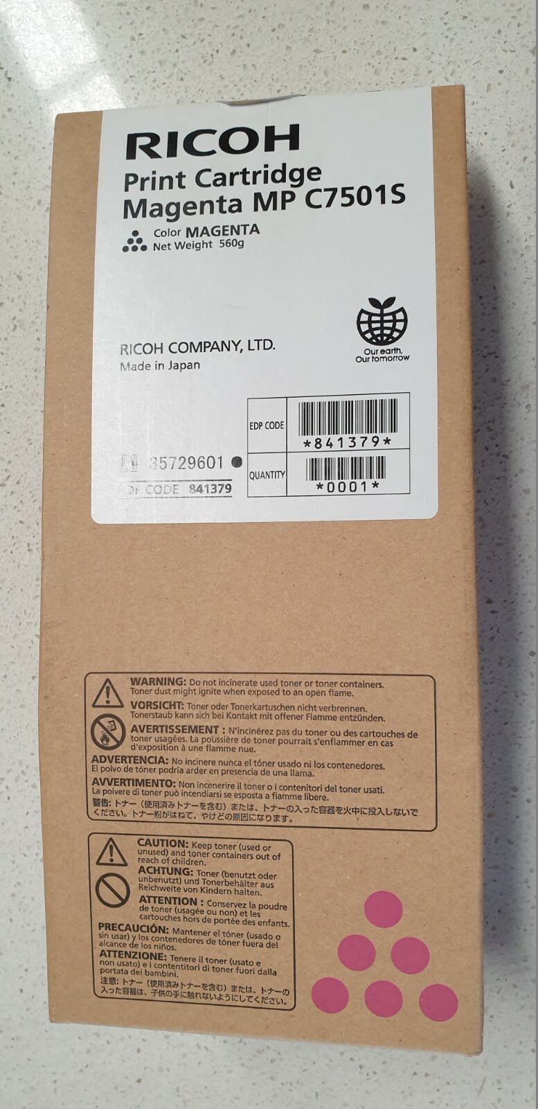 Genuine Ricoh 841379 Magenta Toner for Aficio MP C6501 C7501 Brand New See Photo