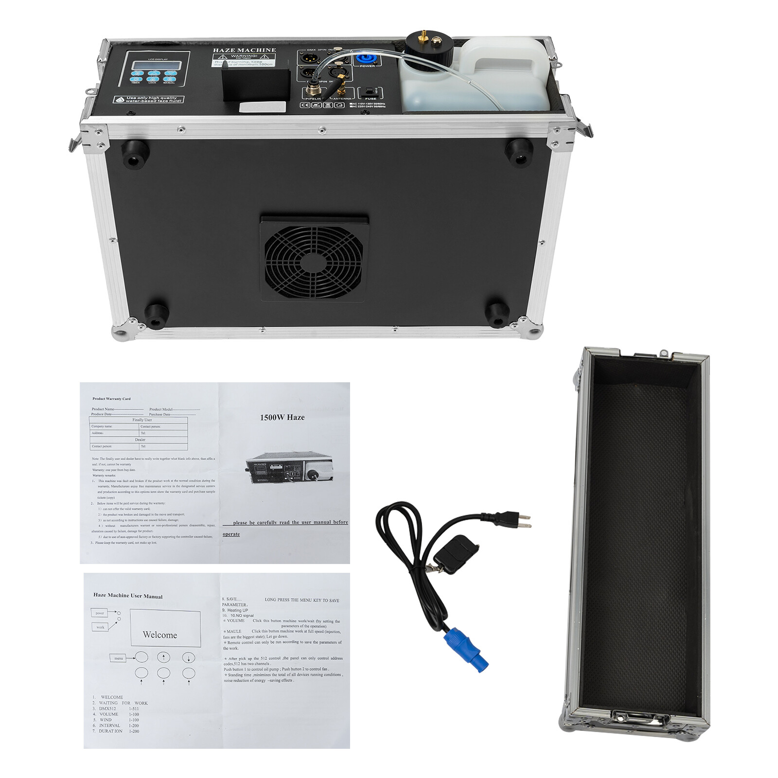 1500W Stage Mist Haze Machine 3L w/ Flight Case Package DJ Stage Effect Hazer