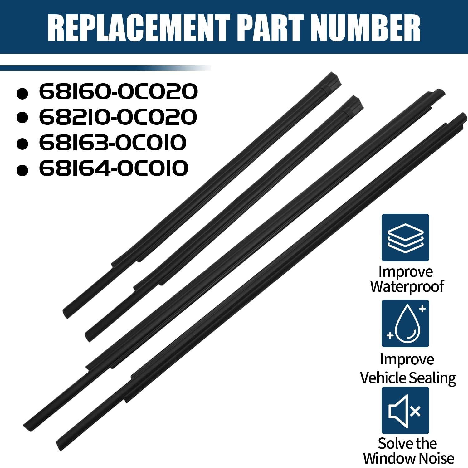 Weatherstrip Window Molding Trim Seal Compatible with 2007-2020 Tundra Double...
