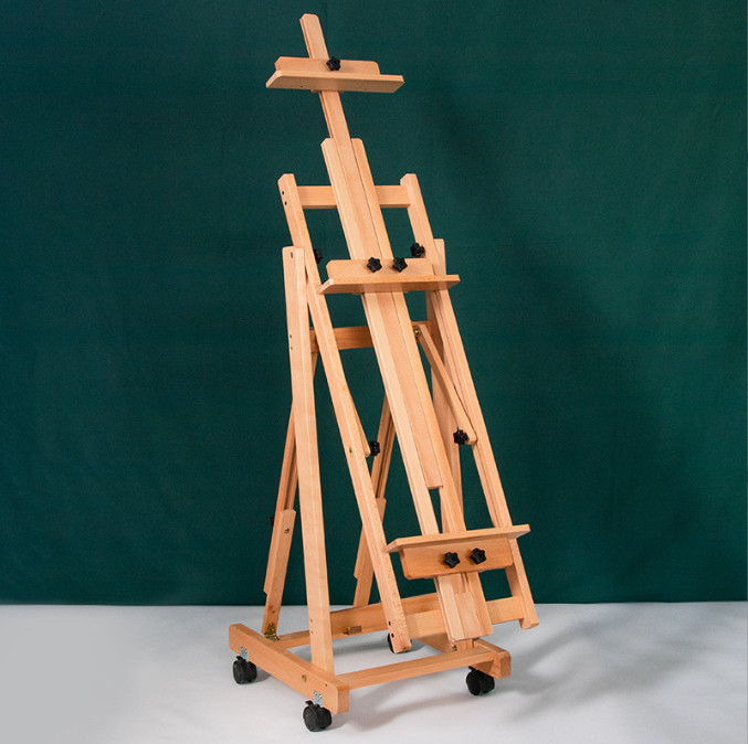 Movable Studio Easel Artist Painting Stand Beech Wood H-Frame Heavy Duty 87 In