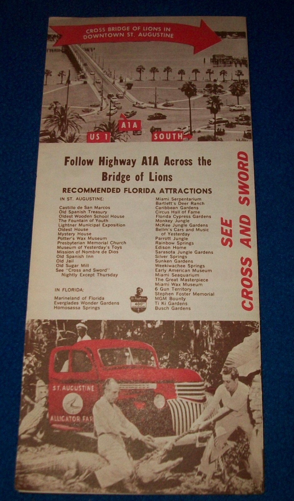 St. Augustine Alligator Farm travel brochure 1950s or 1960s