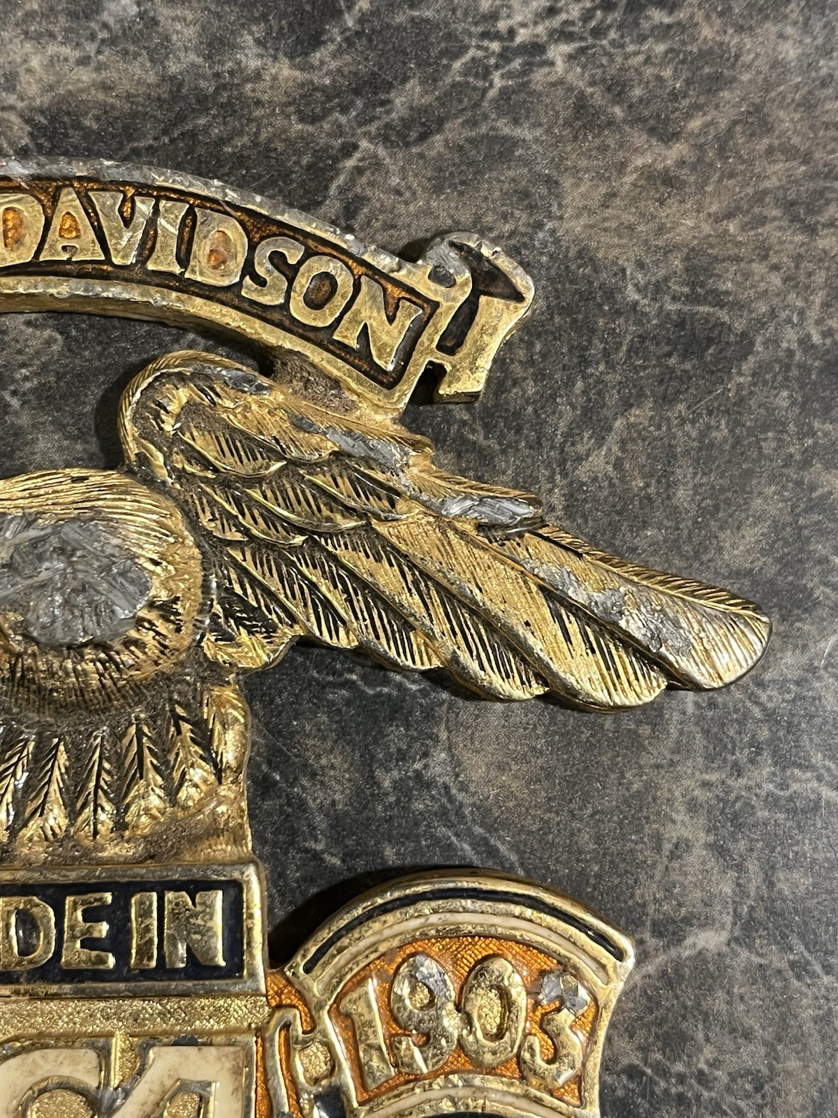 Vintage Damaged Harley Davidson Sissy Bar? Tank Badge Emblem Eat 1903 Eagle Part