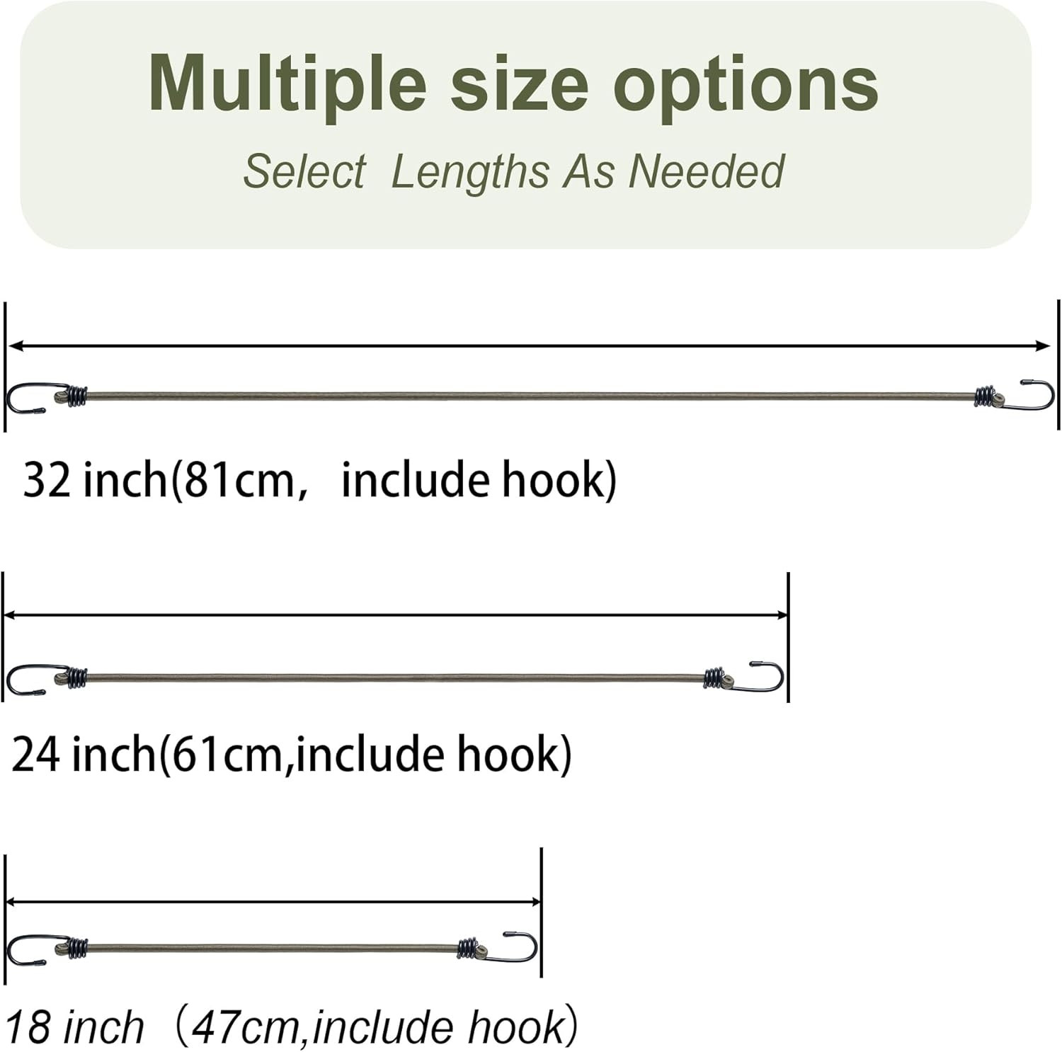 18Inch Bungee Cords with Hooks,6Pcs Heavy Duty Extra Strong Outdoor Elastic Rope