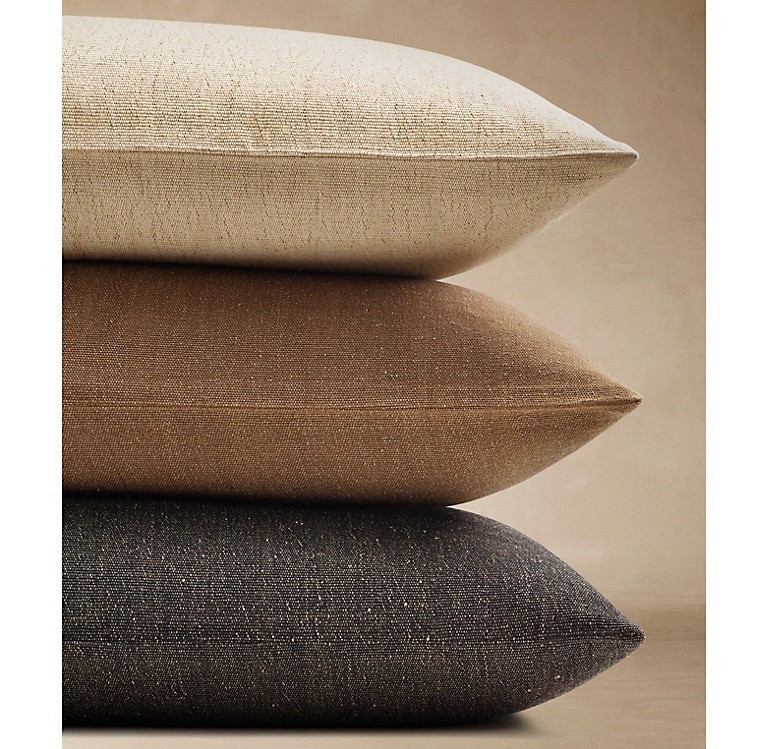 RH Restoration Hardware Naya Striated Silk & Wool Duvet Cover Sand/Natural King