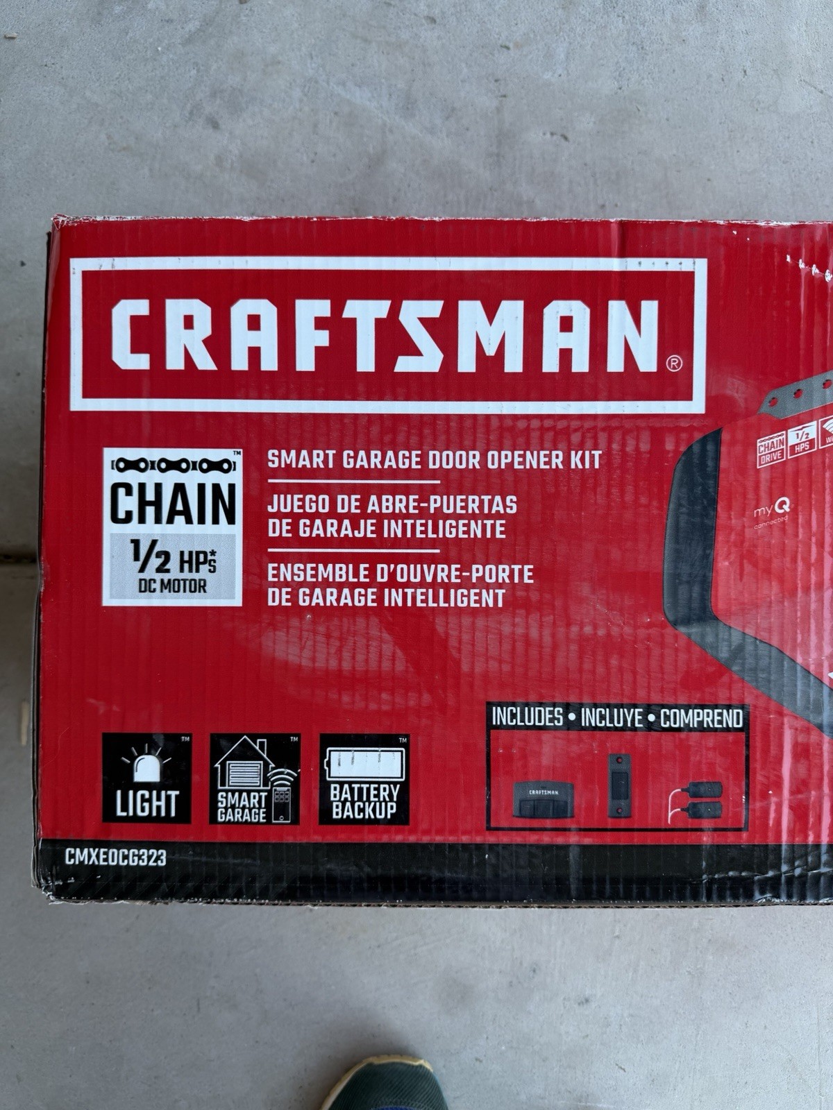 Craftsman 1/2 HP Chain Drive MyQ Wifi Smart Garage Door Opener Battery Back-Up