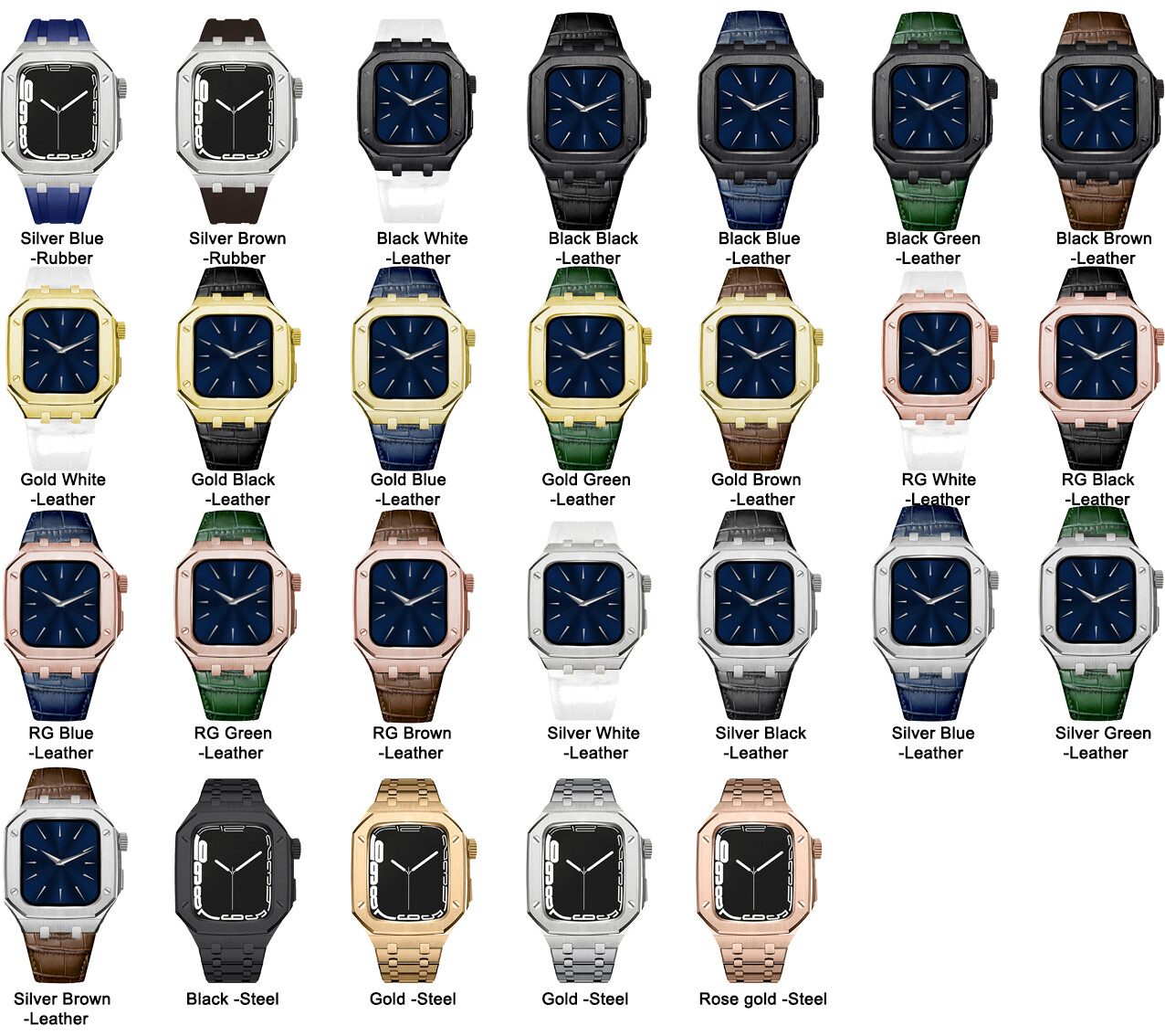 For Apple Watch 9 8 7 6 Mod Kit Armor Protective Case Band Strap Cover 44mm 45mm