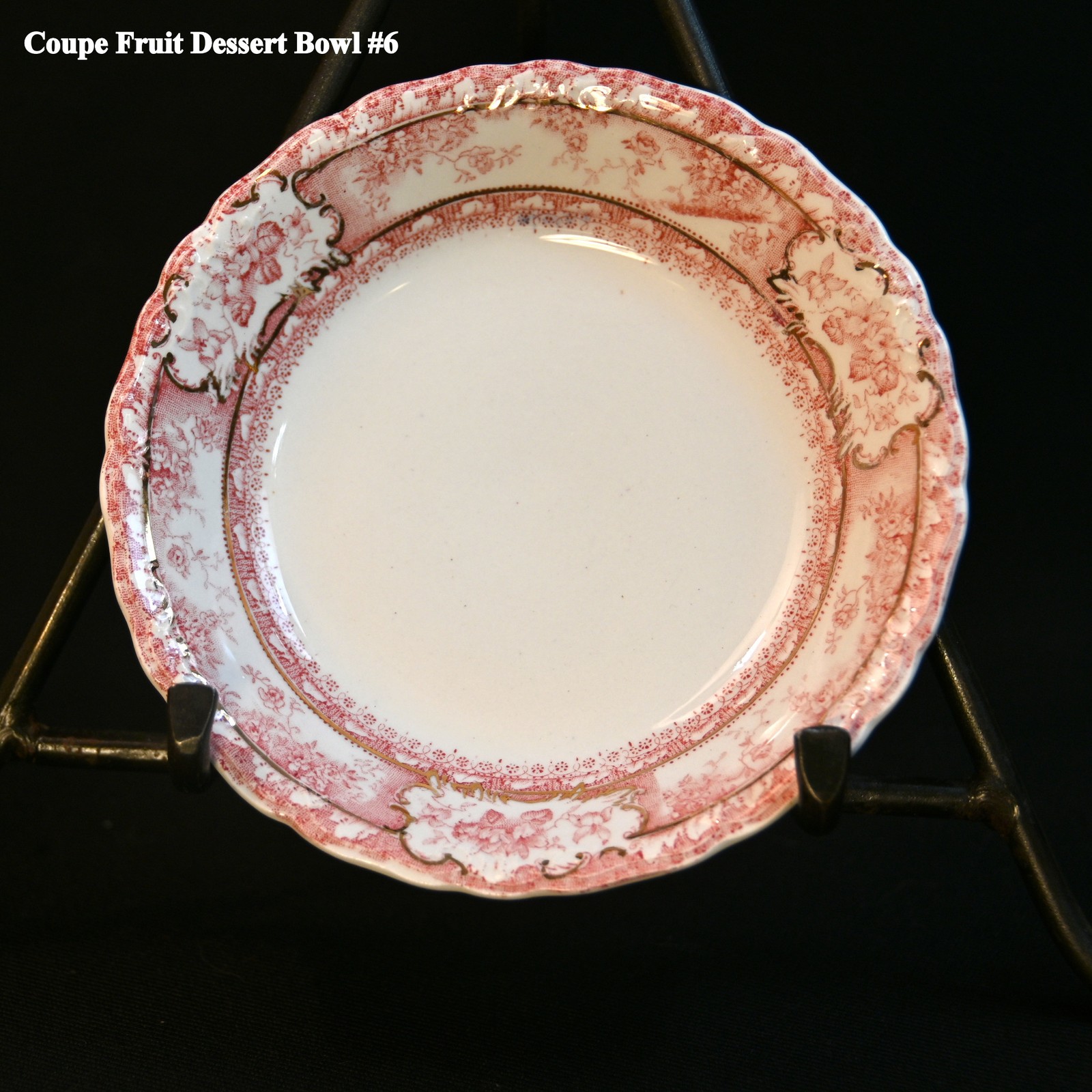 Wedgwood 6 Fruit Dessert Bowls Coupe Phoebe Pink wGold Accents England 1900-1906