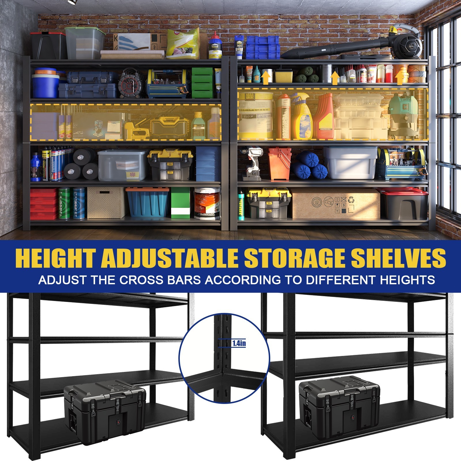 3500 lbs Garage Storage Rack 5-Tier Storage Shelving Unit with Adjustable Shelf