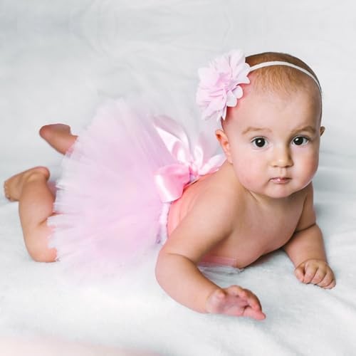 Newborn Baby Tutu Skirt and Flower Headband for Photography Prop Outfits 0-4